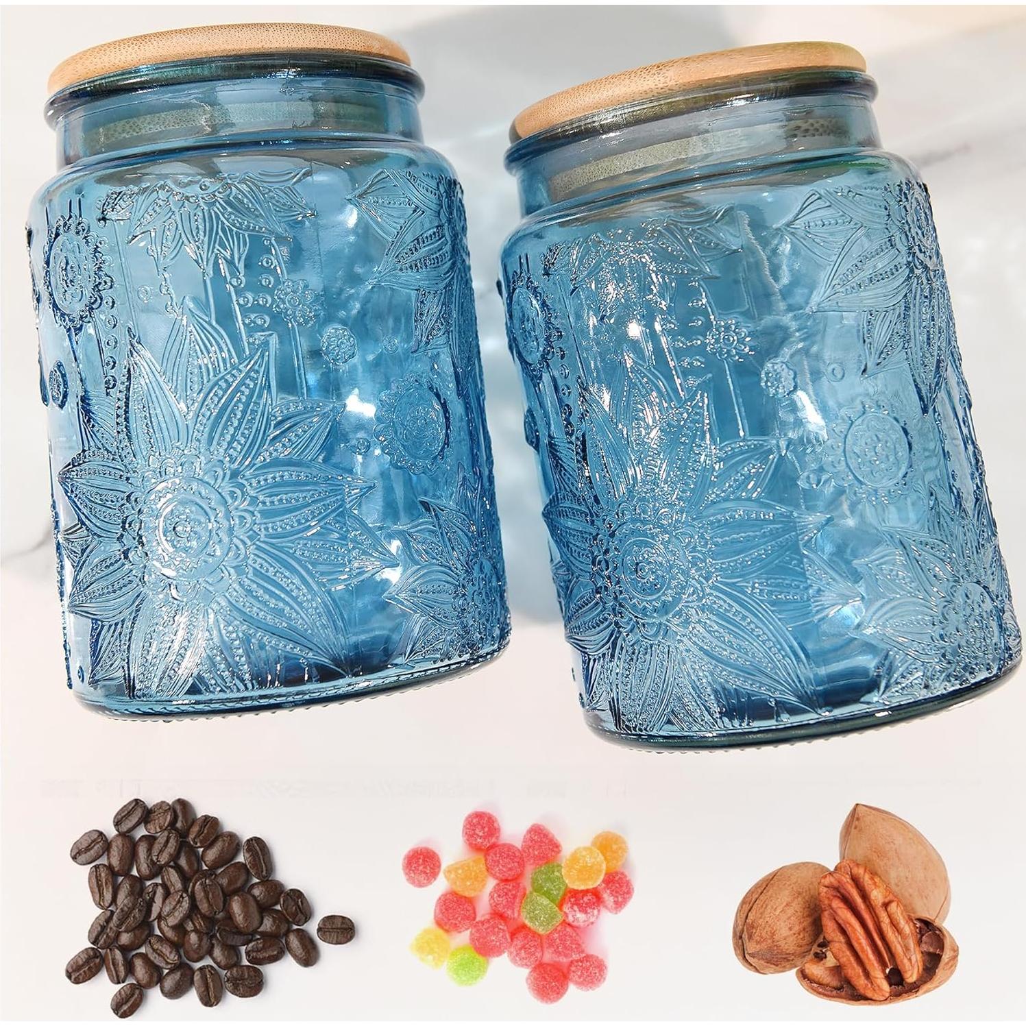 Tarro de Vidrio Vintage CUSTDE 700ml con Tapa de Bambú Hermético