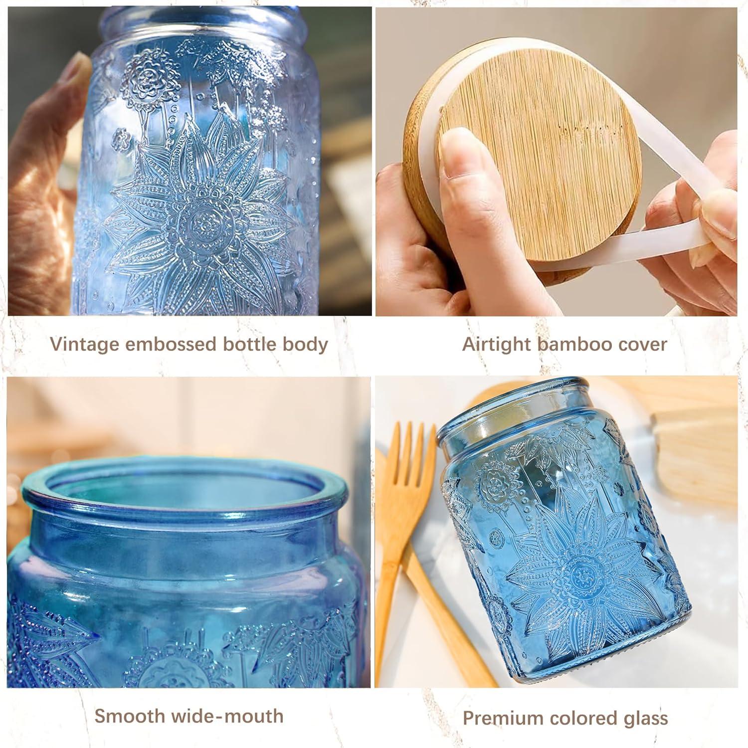 Tarro de Vidrio Vintage CUSTDE 700ml con Tapa de Bambú Hermético