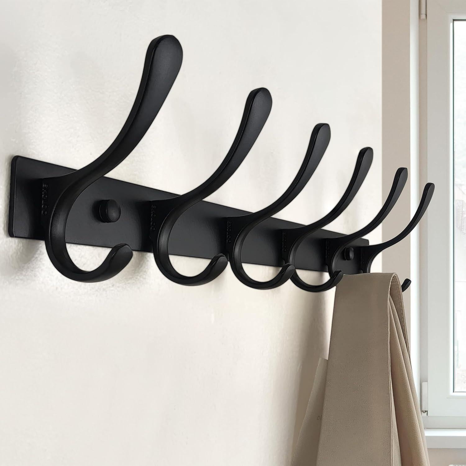 Perchero de Pared SKOLOO - 6 Ganchos de Acero Inoxidable Negro