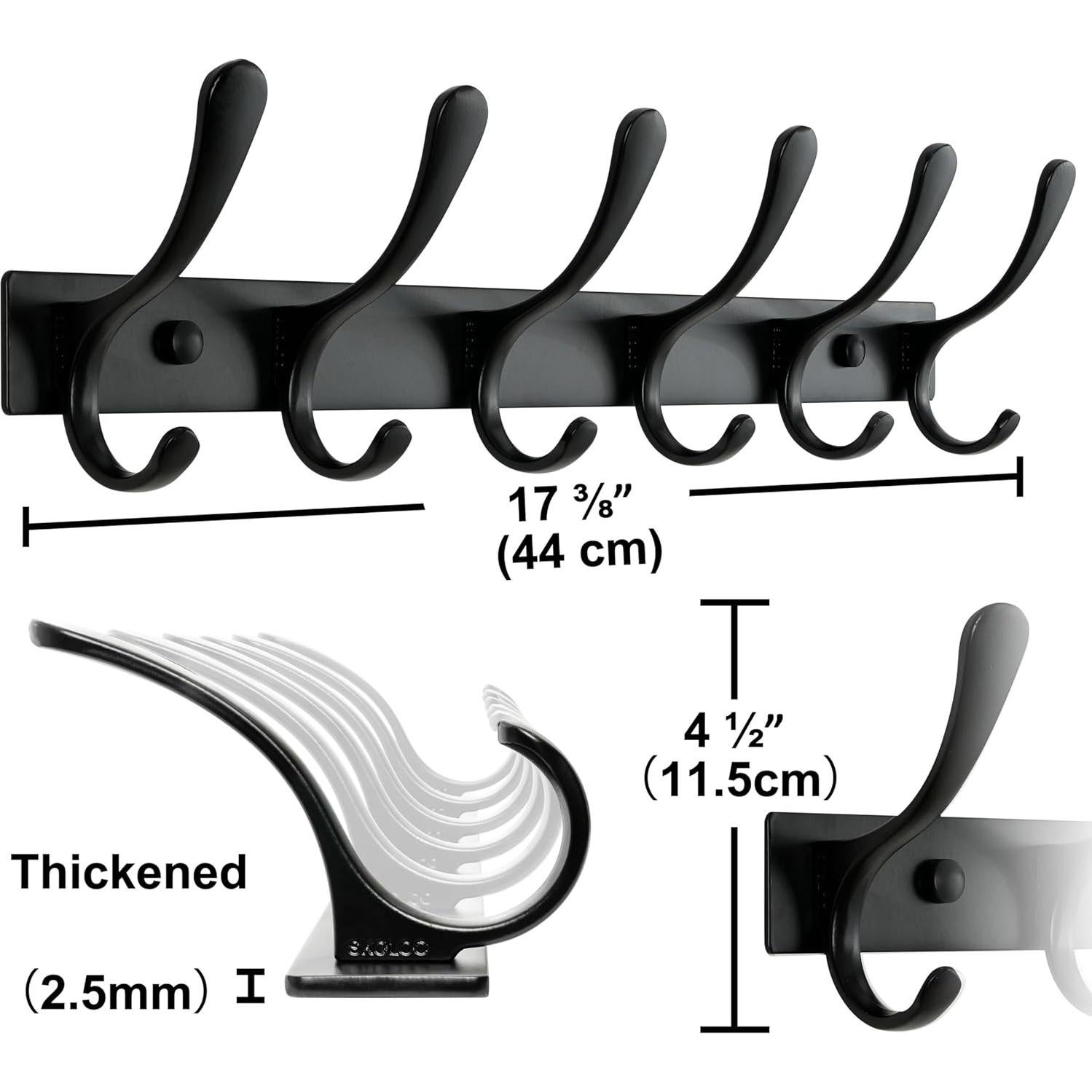 Perchero de Pared SKOLOO - 6 Ganchos de Acero Inoxidable Negro