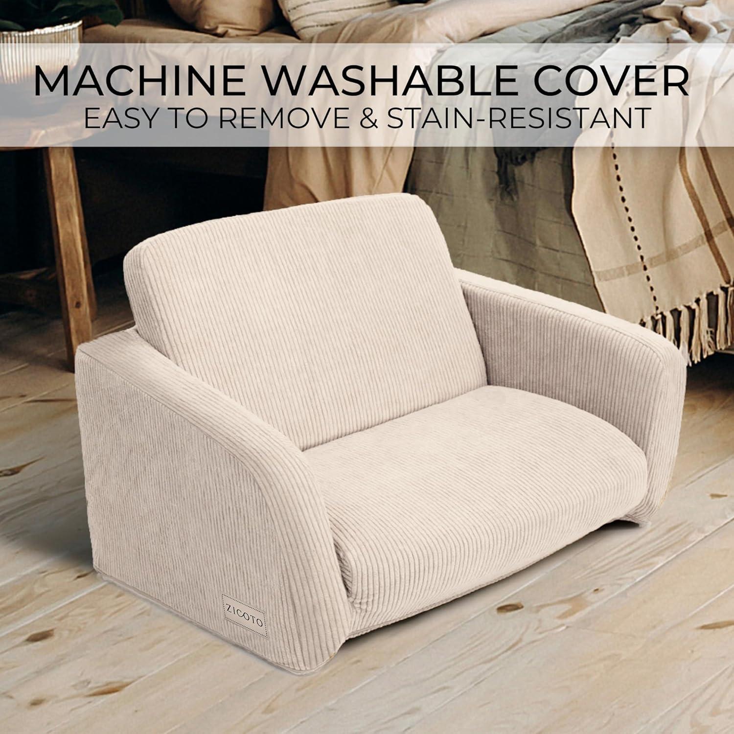 Sofá Plegable para Niños ZICOTO Beige 2 en 1 55.88x41.91 cm