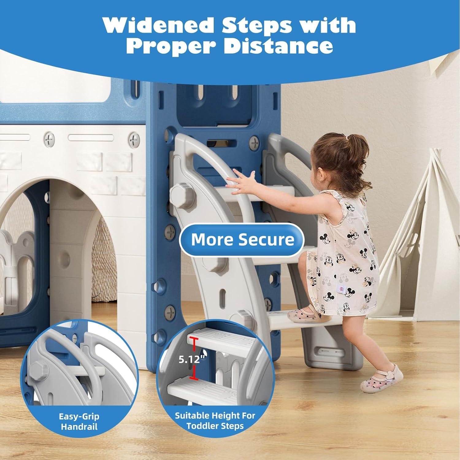 Parque Infantil 67i Azul 6 en 1 para Niños 1-3 Años con Tobogán