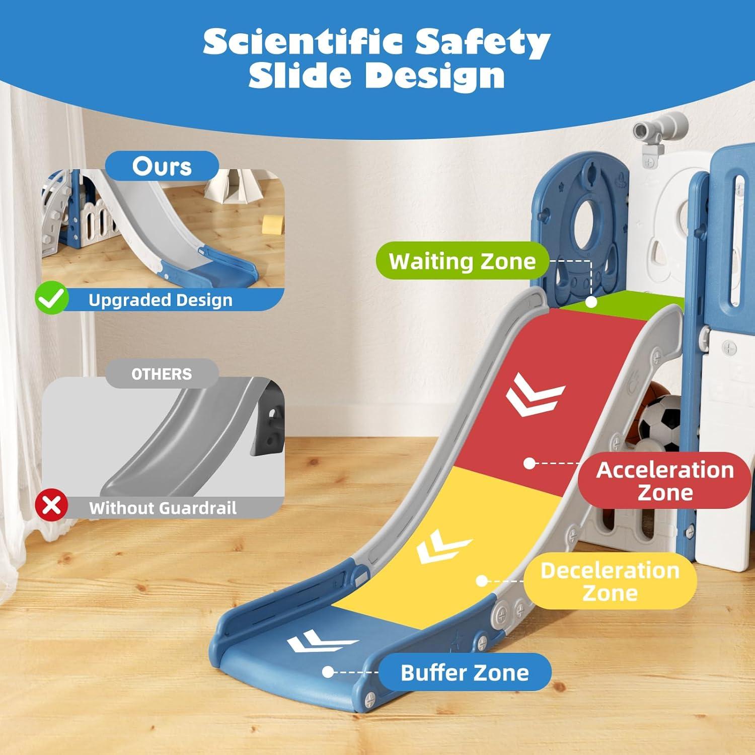 Parque Infantil 67i Azul 6 en 1 para Niños 1-3 Años con Tobogán