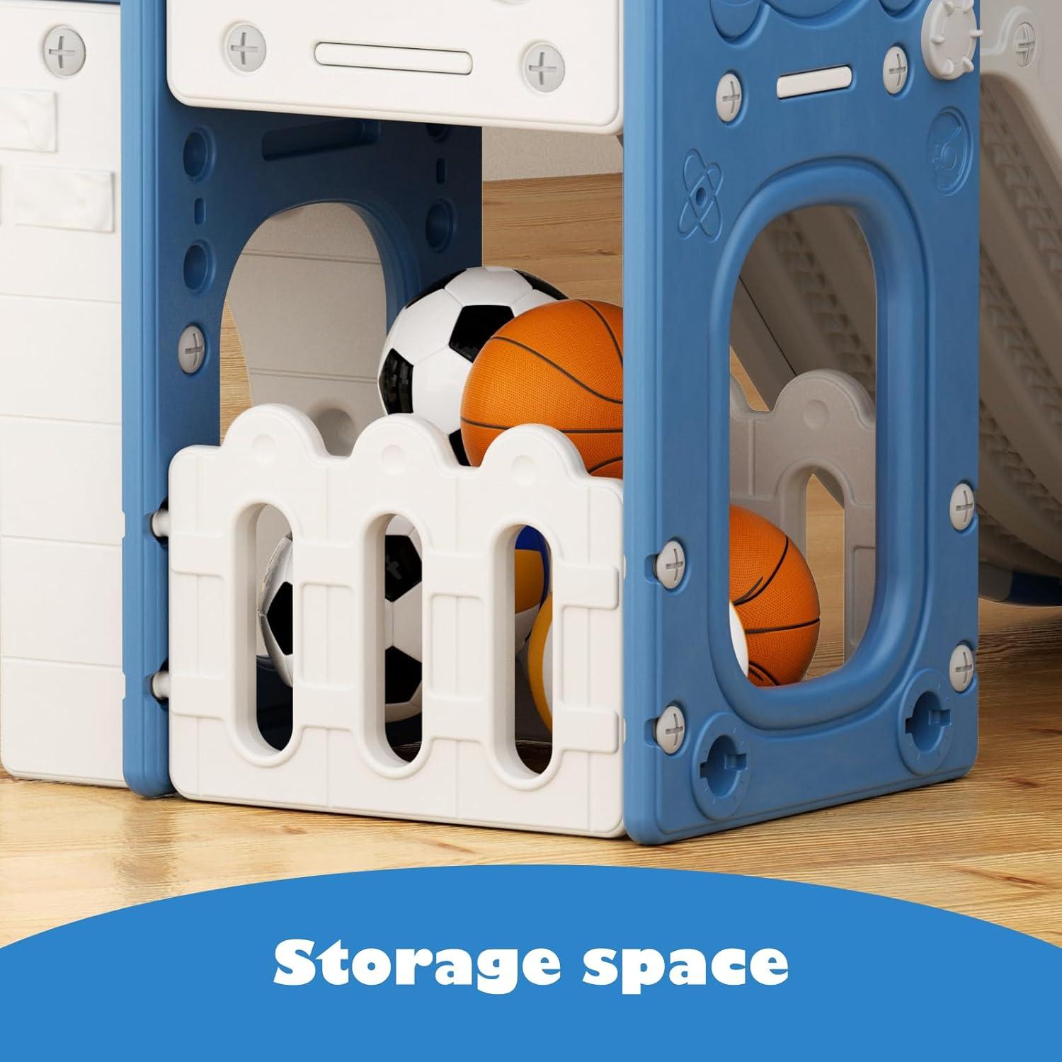 Parque Infantil 67i Azul 6 en 1 para Niños 1-3 Años con Tobogán