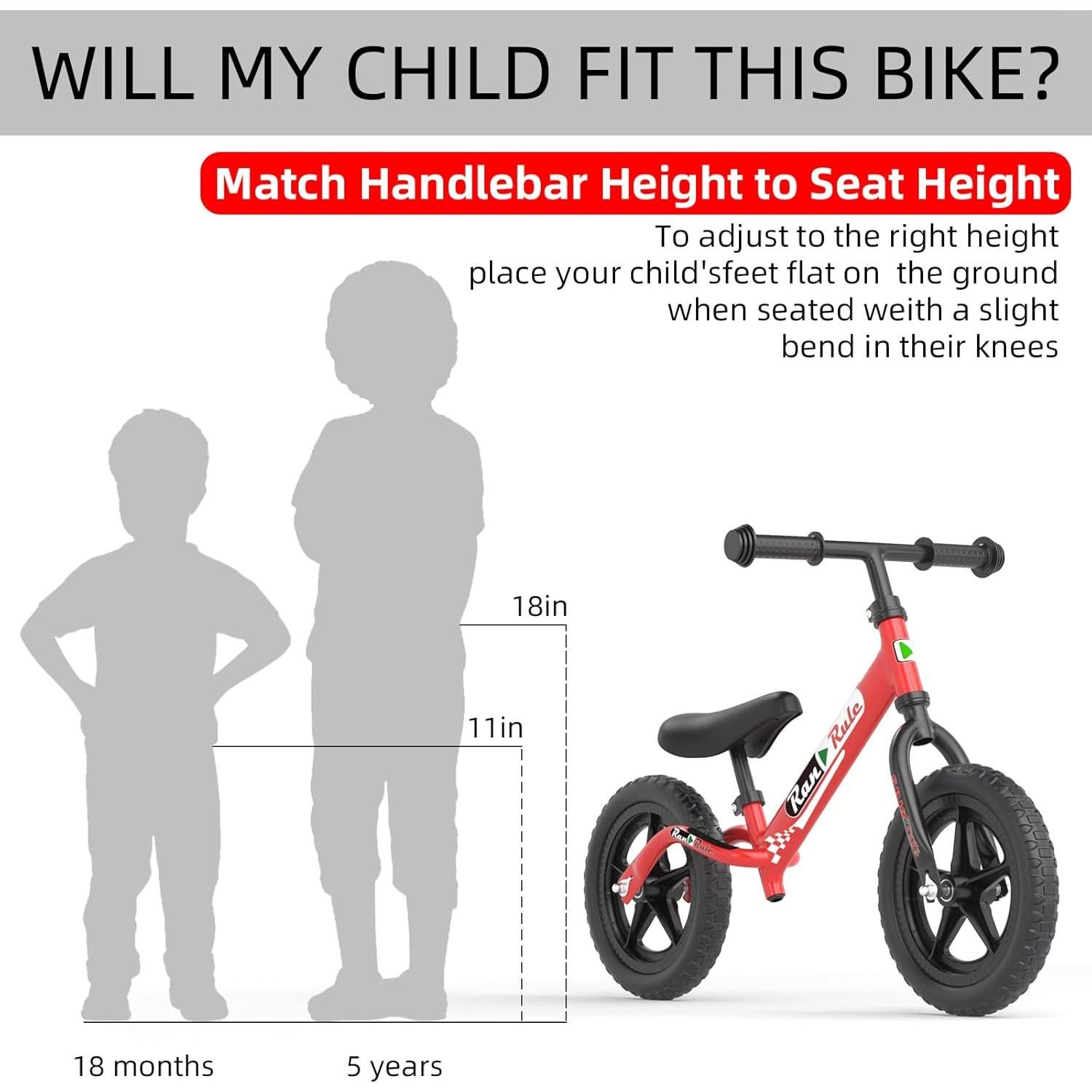Bicicleta de Equilibrio RoyalBaby 12" Ajustable para Niños 2-5 Años