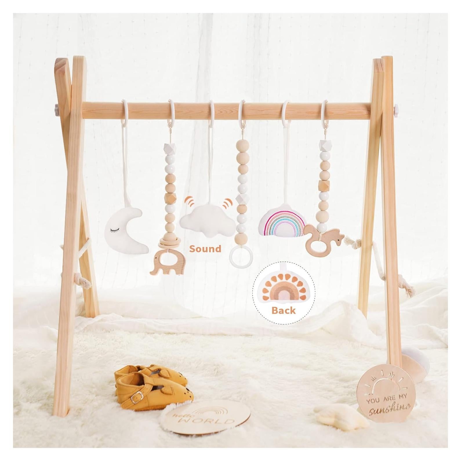 Gimnasio de Madera Plegable Little Dove con 6 Juguetes