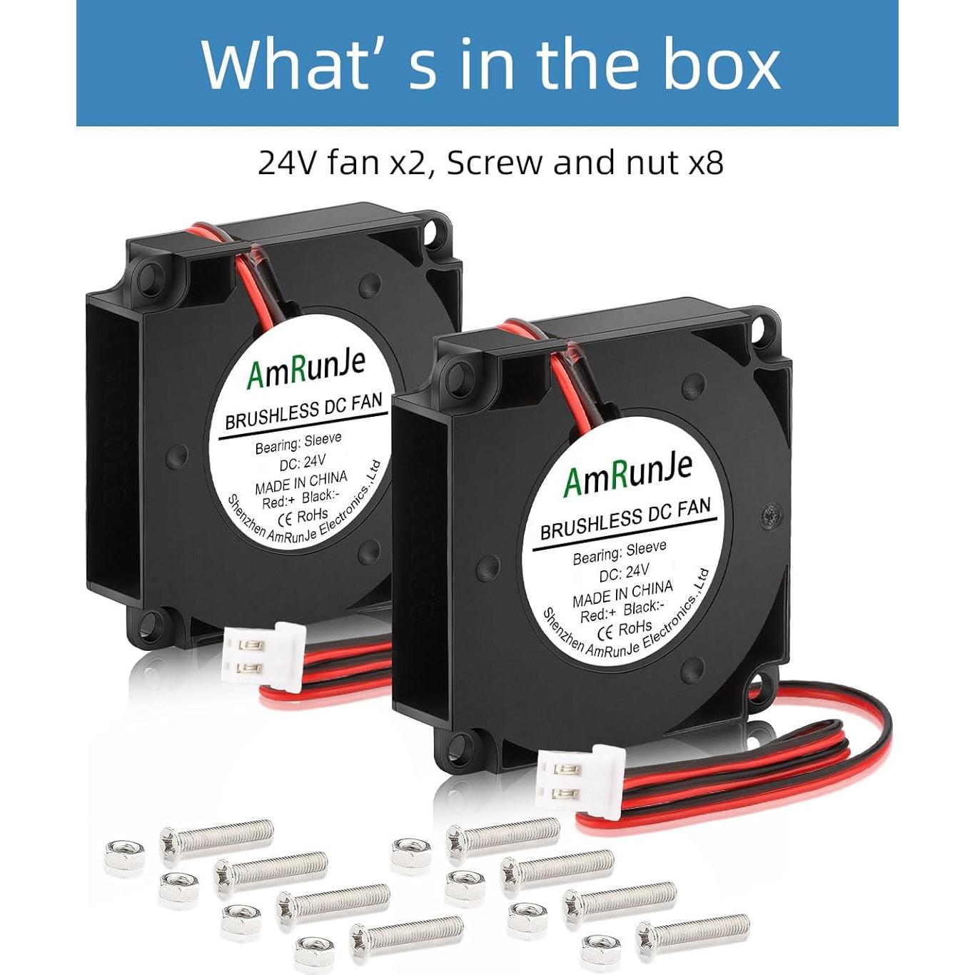 2 Ventiladores de Reemplazo 40mm 24V AmRunJe 9500 RPM