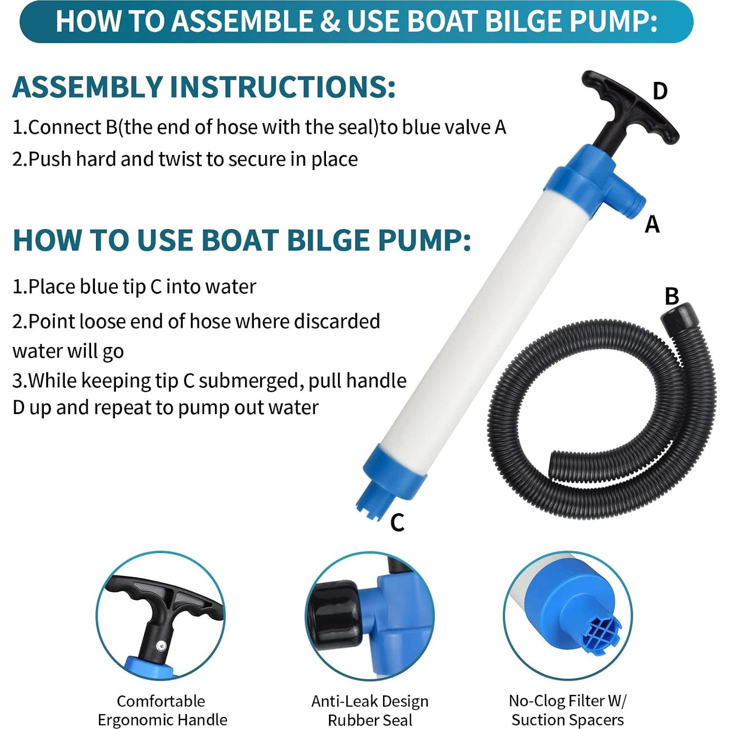 Bomba de Achique Manual Turmaster BBP-01 para Barcos 44.5 cm