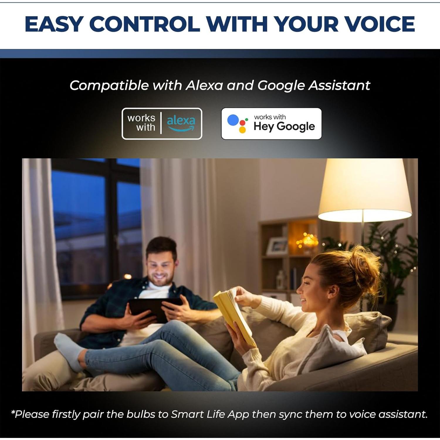 Bombillas Inteligentes WiFi 11W 1350LM E26 RGB 4Pcs