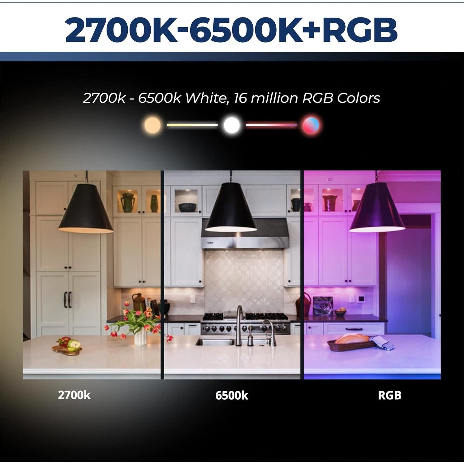 Bombillas Inteligentes WiFi 11W 1350LM E26 RGB 4Pcs