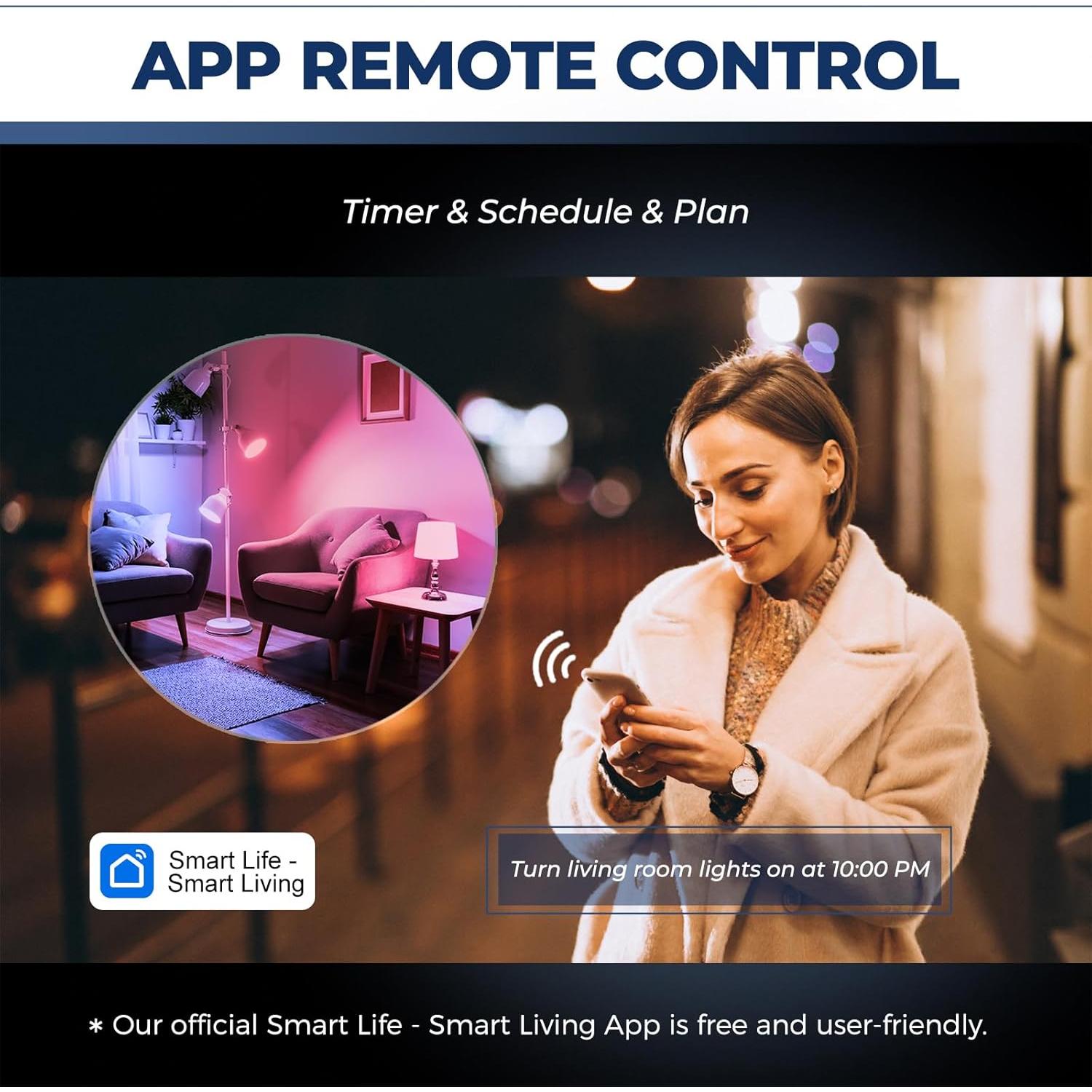 Bombillas Inteligentes WiFi 11W 1350LM E26 RGB 4Pcs