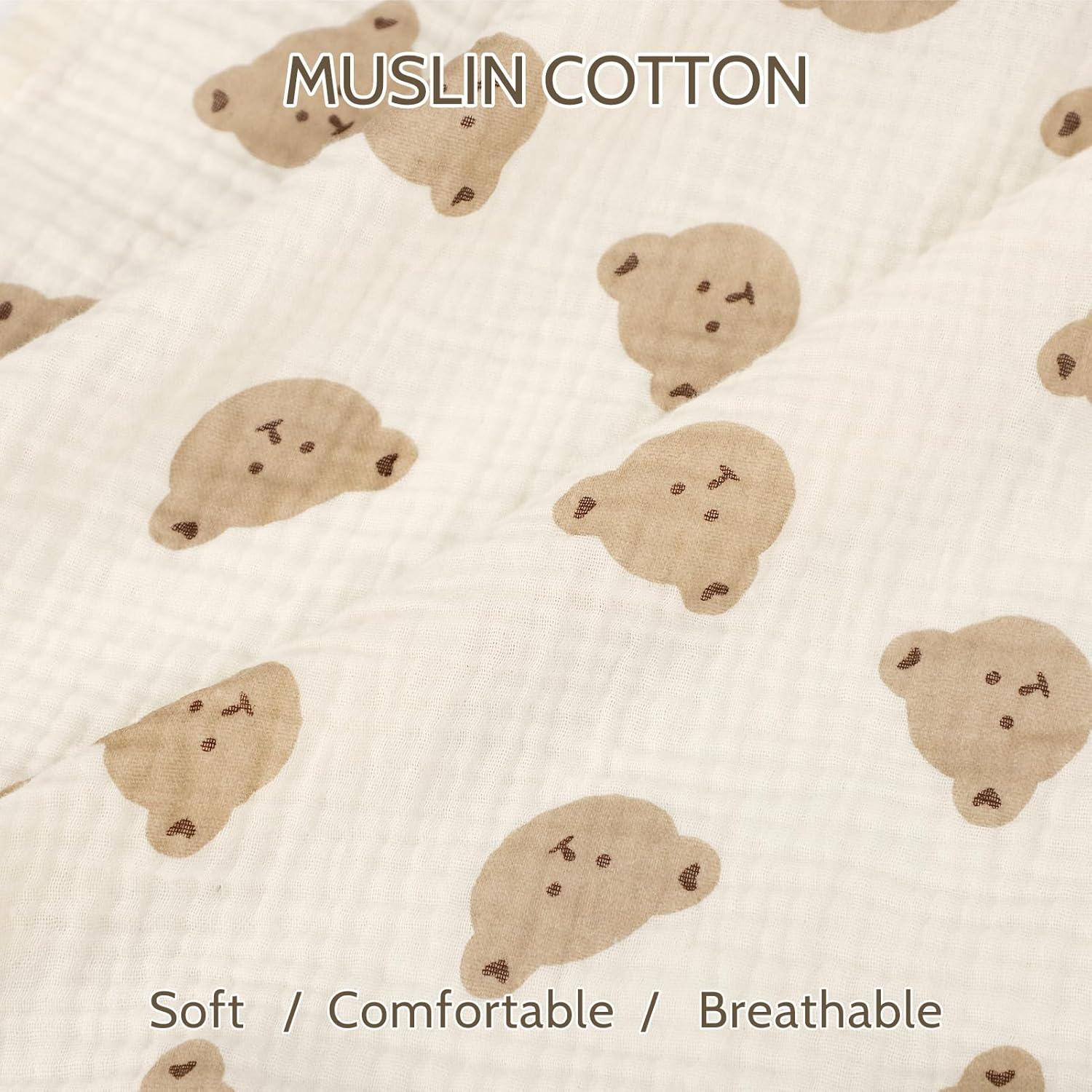 Funda de Asiento de Coche Bebé Algodón Muselina Oso 89x114 cm