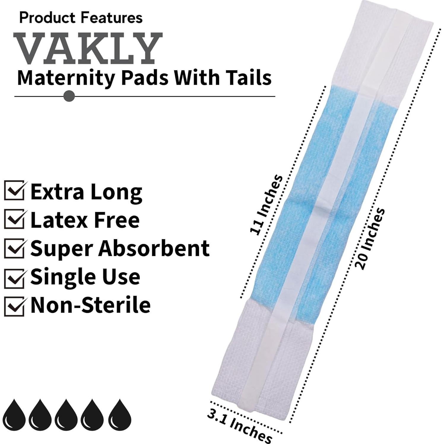 Pañales Postparto Extra Largos Vakly 24 Unidades 50.8x7.62cm