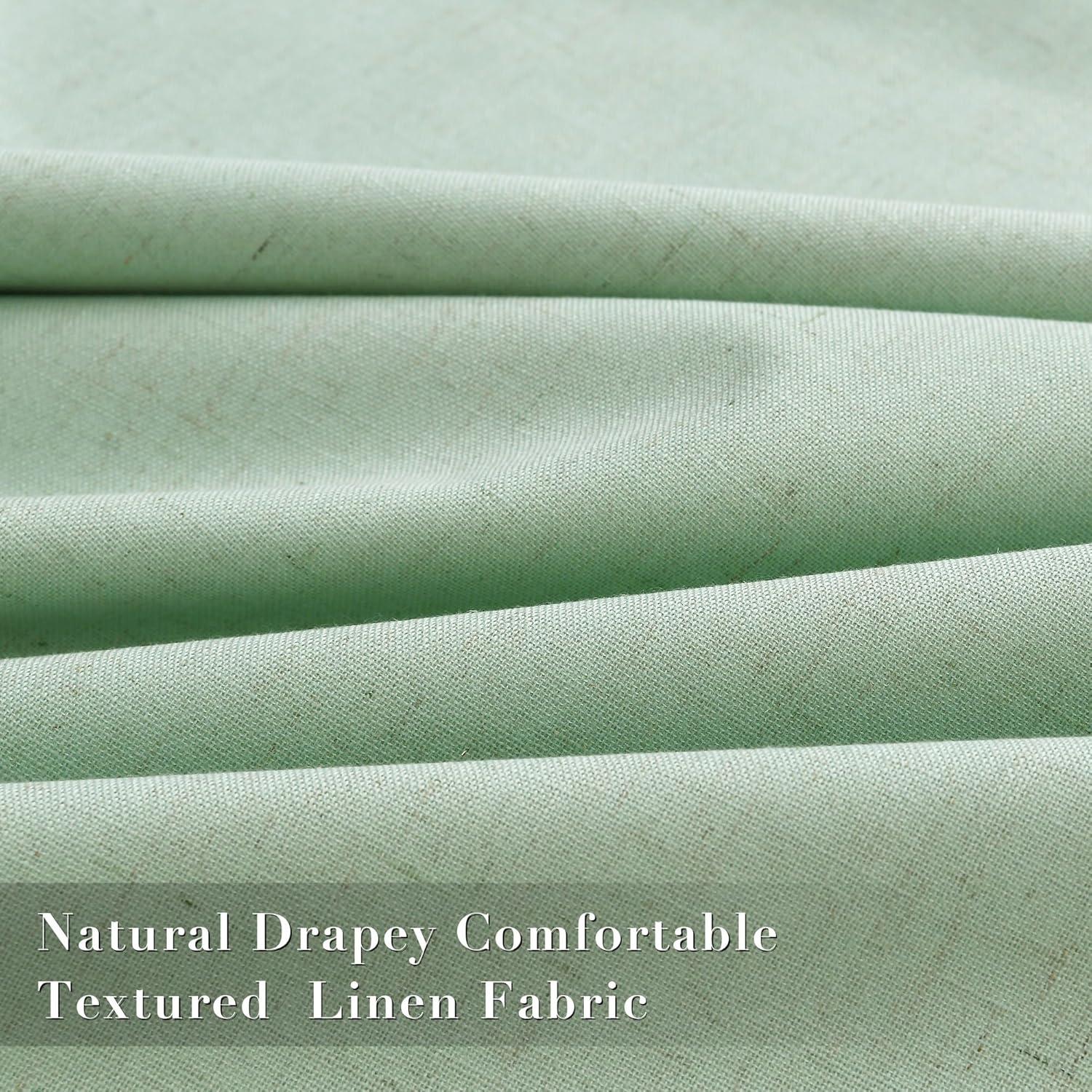 Cortinas Joywell de Lino 100% Opacas Verde Aqua 52x84" (2 Paneles)