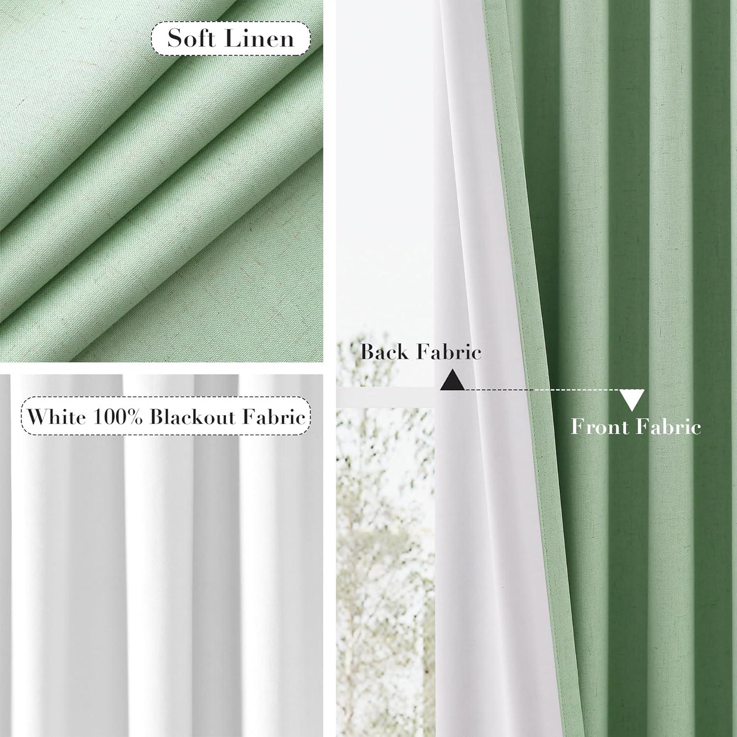 Cortinas Joywell de Lino 100% Opacas Verde Aqua 52x84" (2 Paneles)