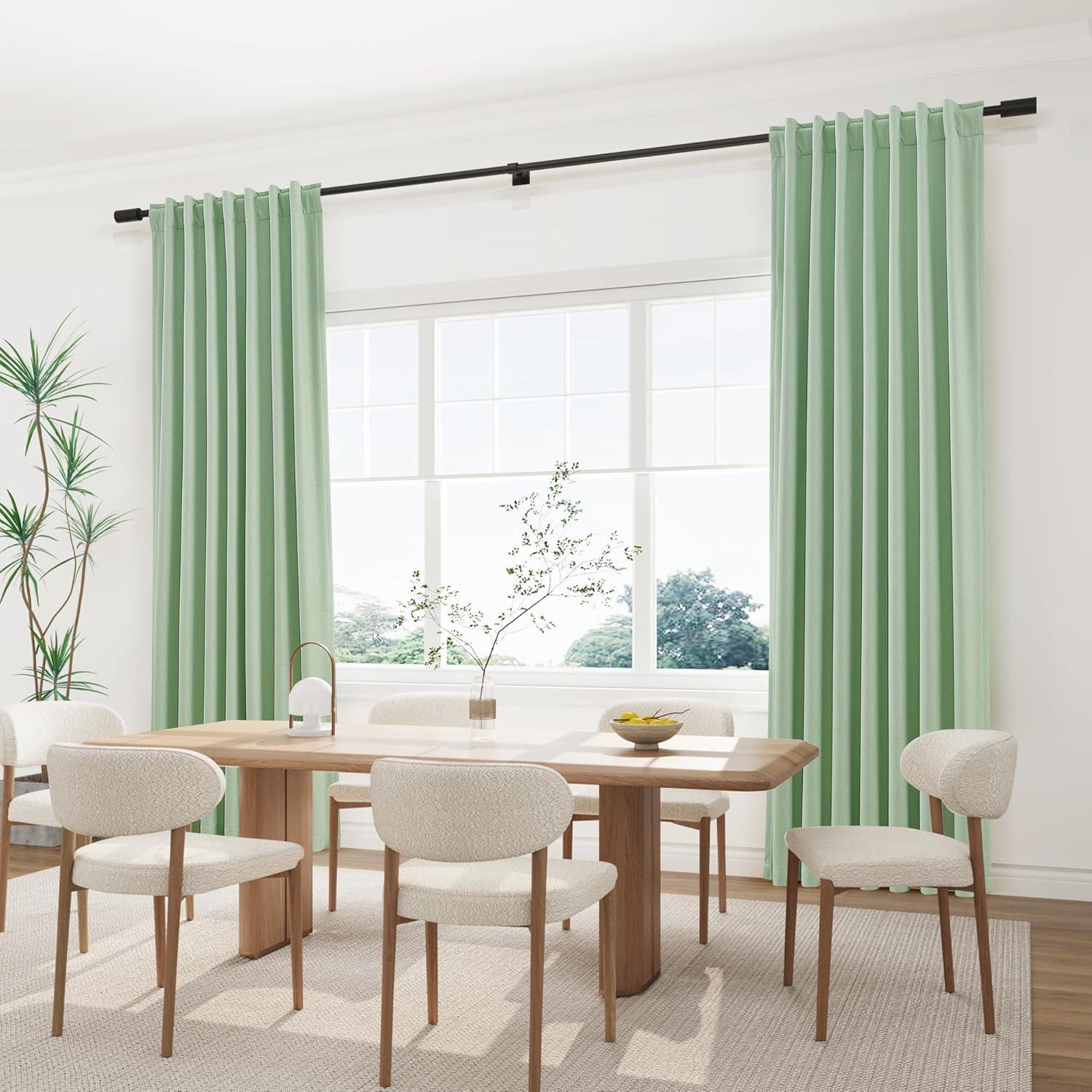 Cortinas Joywell de Lino 100% Opacas Verde Aqua 52x84" (2 Paneles)