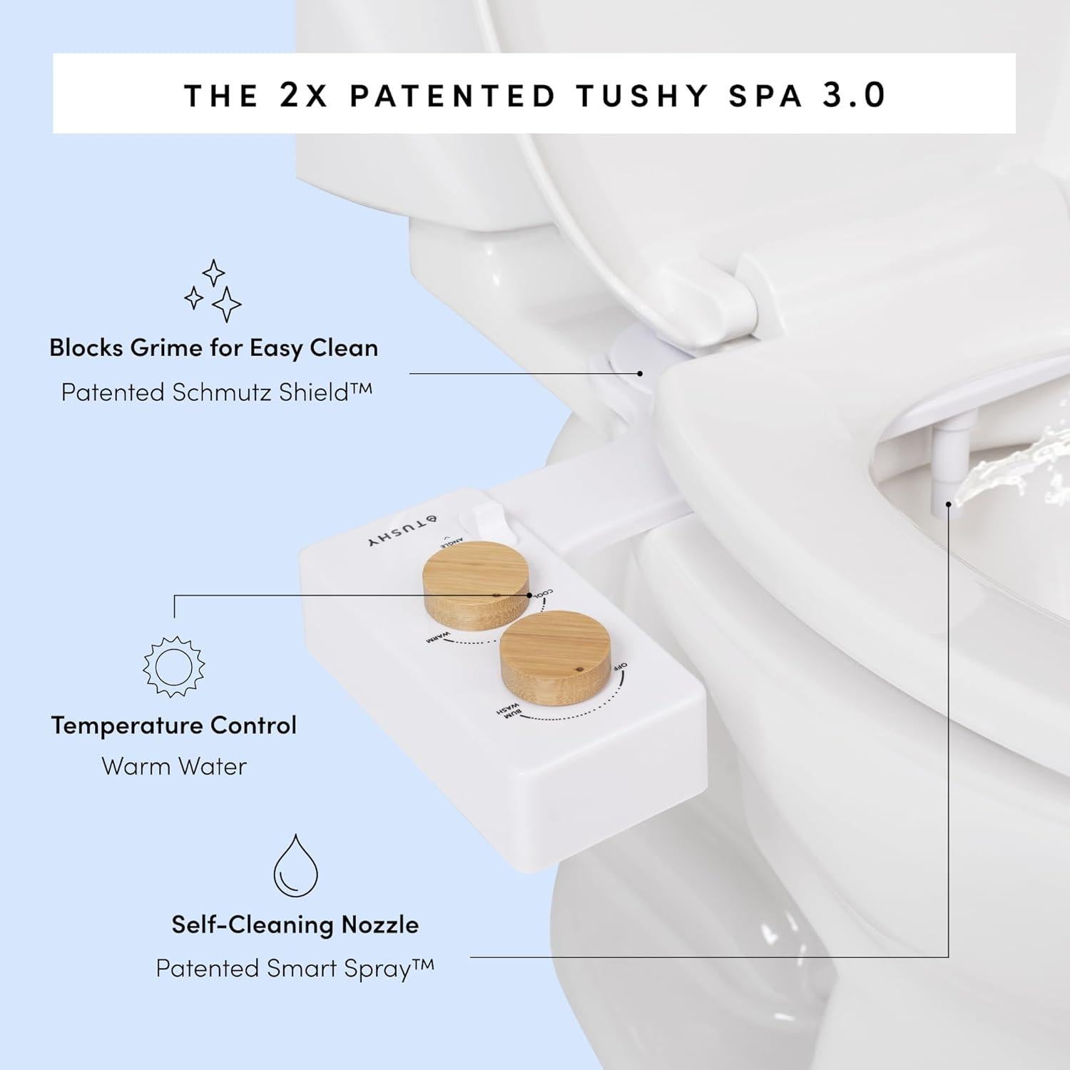 Bidet TUSHY Spa 3.0 de Bambú con Agua Fría a Cálida