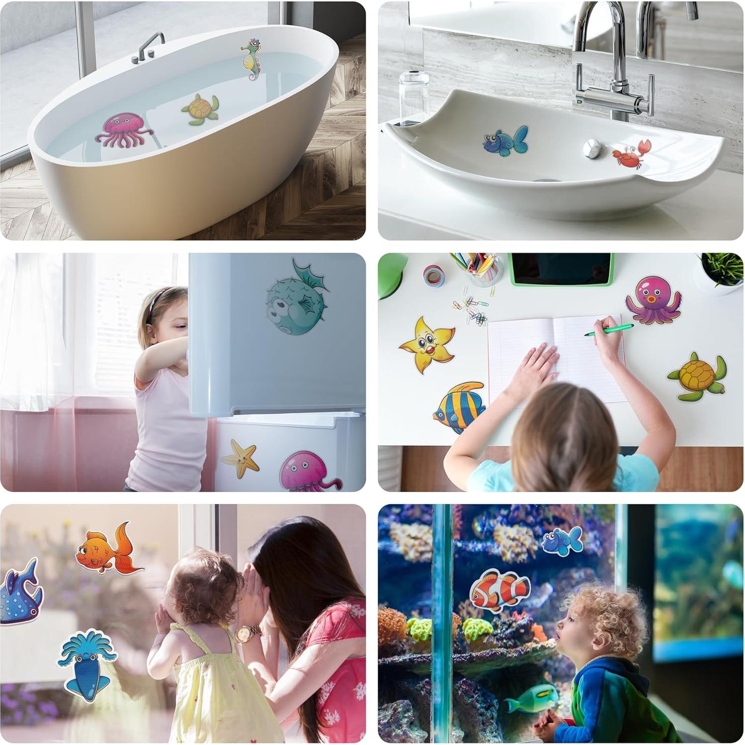 20 Pegatinas Antideslizantes PGFUN para Baño Criaturas Marinas