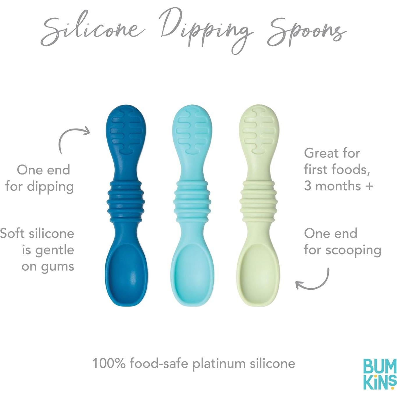 Juego de Cucharas de Silicona Bumkins para Bebés - 3 Piezas