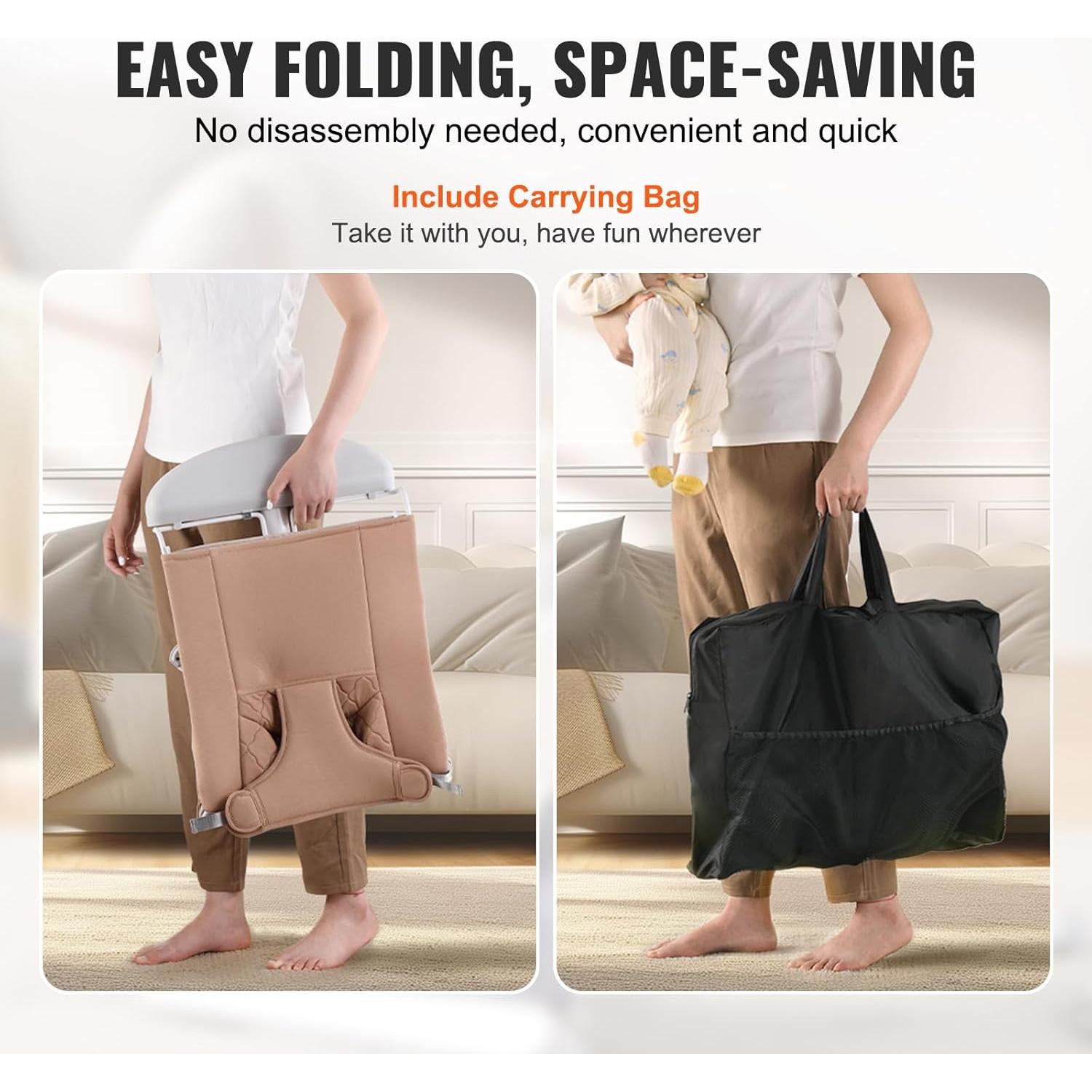 Columpio Plegable para Bebés VEVOR con Arnés 3 Puntos Camel