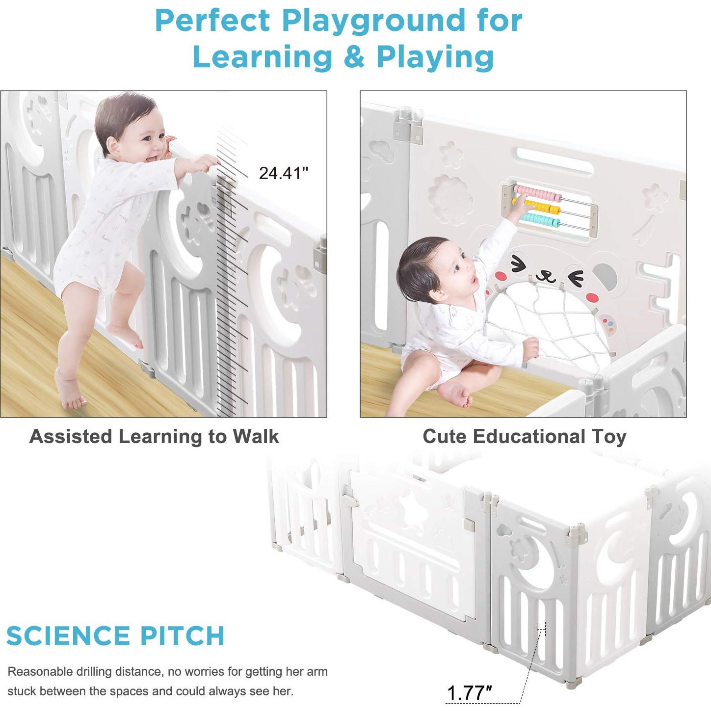 Parque Infantil Plegable Dripex 10 Paneles Gris Blanco