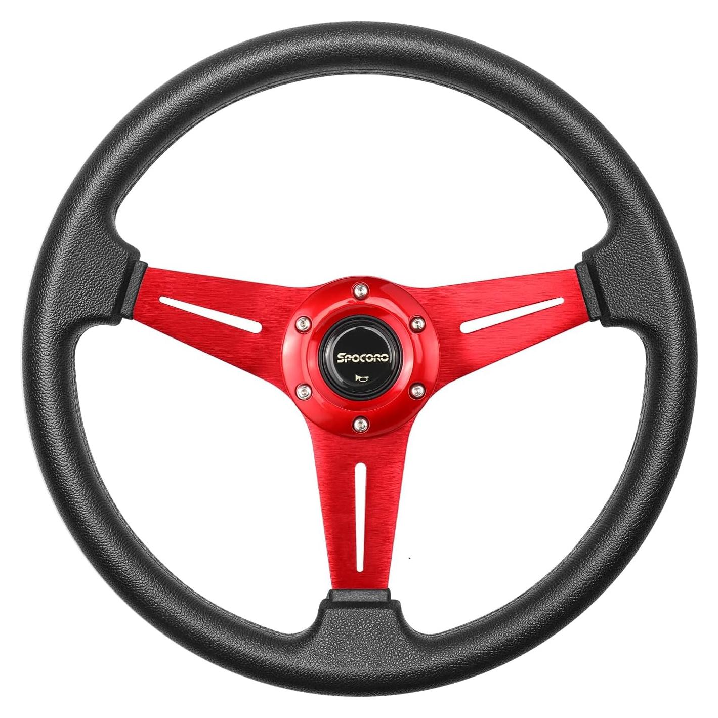 Volante de Carreras Spocoro 35cm Universal Rojo con Claxon