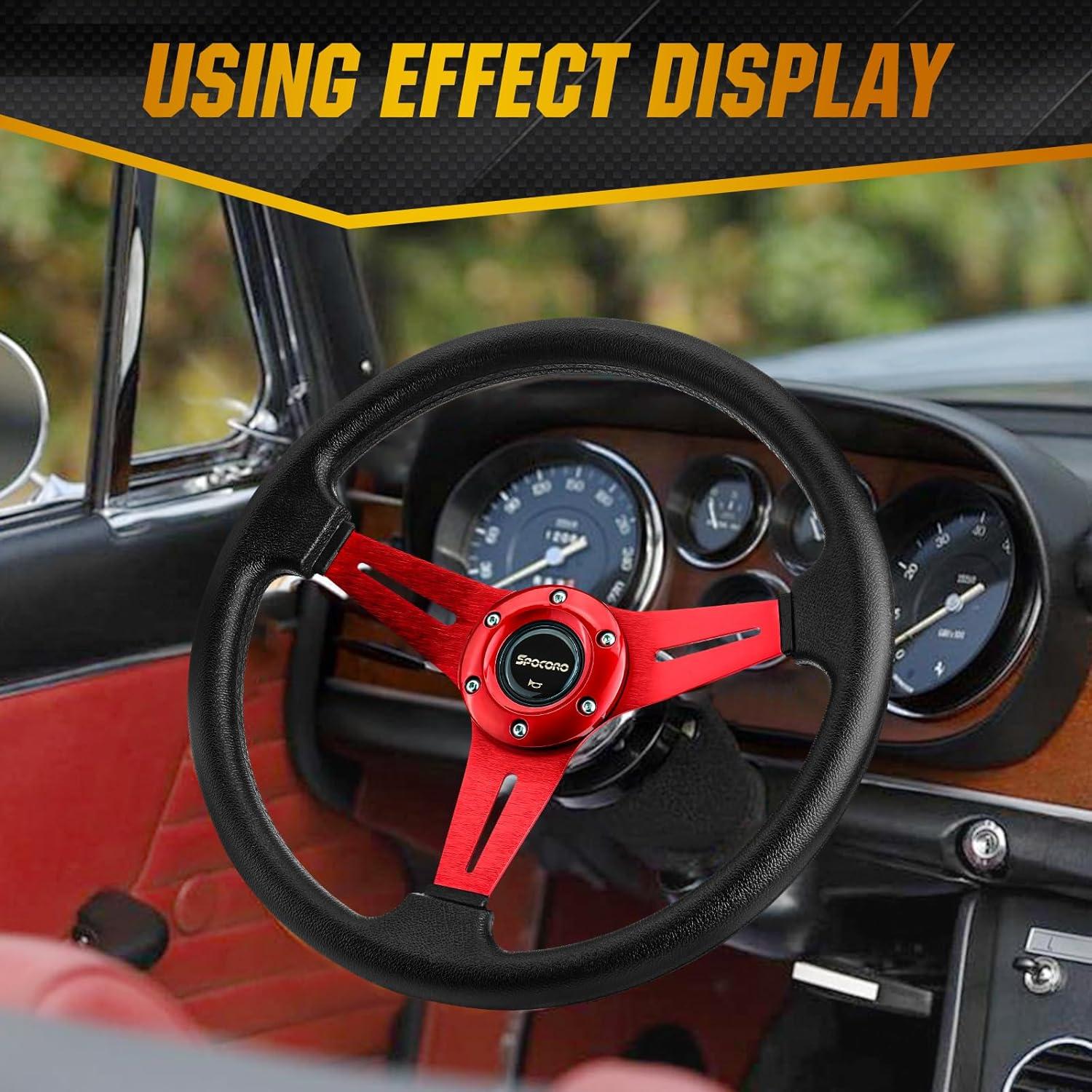 Volante de Carreras Spocoro 35cm Universal Rojo con Claxon