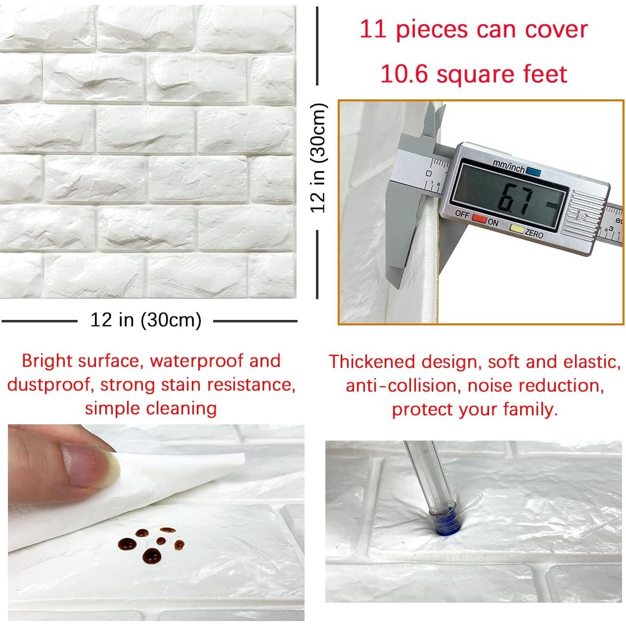 Paneles de Pared 3D Autoadhesivos Yutianli 11PCS Blanco