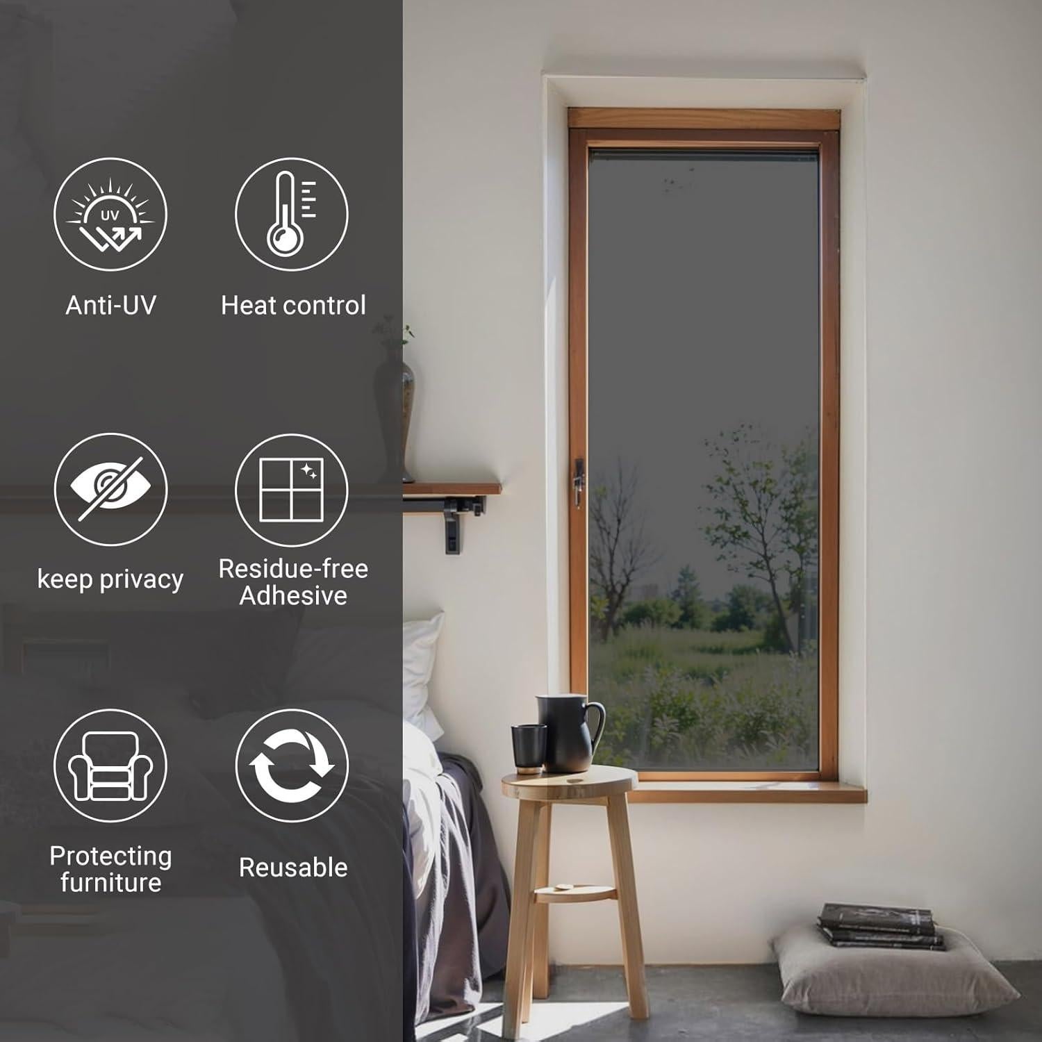 Película de Privacidad para Ventanas ADD.HERES 44.5x200cm Negro