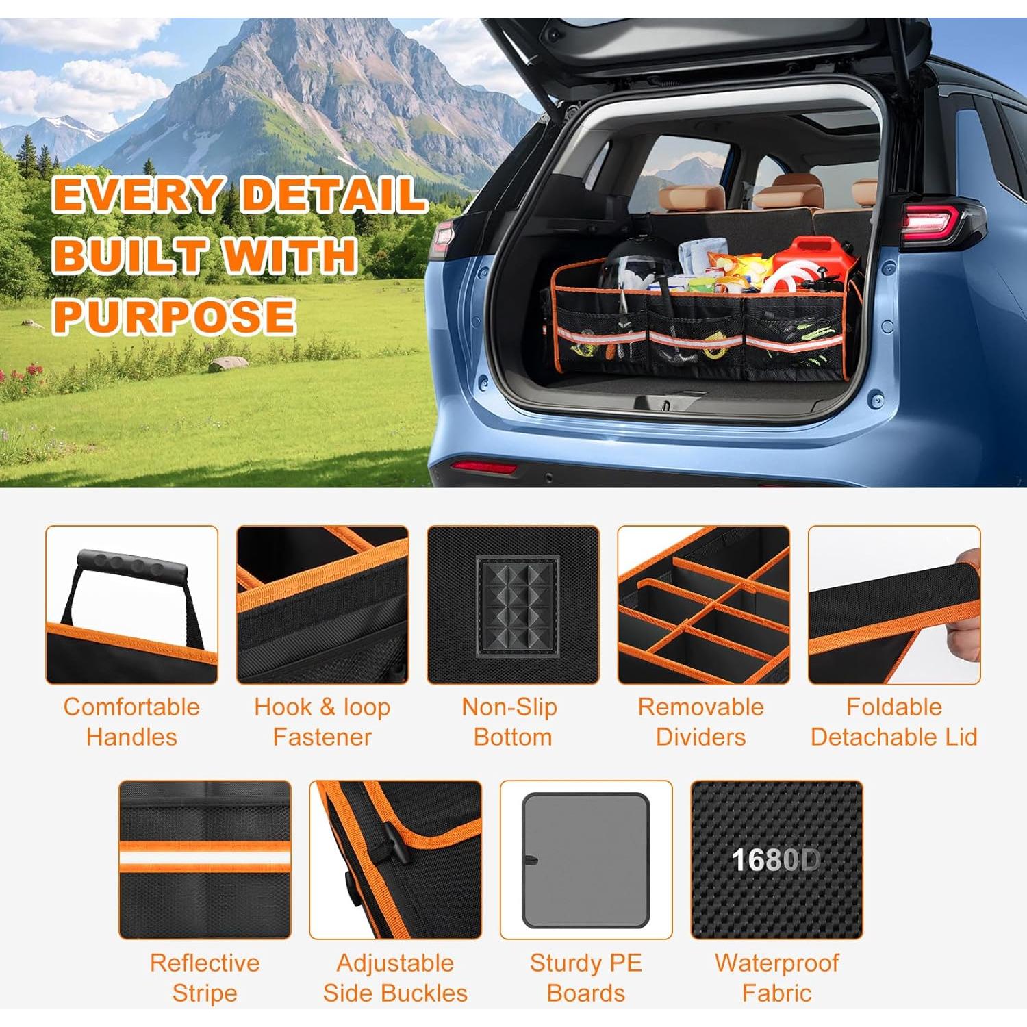 Organizador de Maletero Plegable SKYJDM 95L con Bolsa Térmica