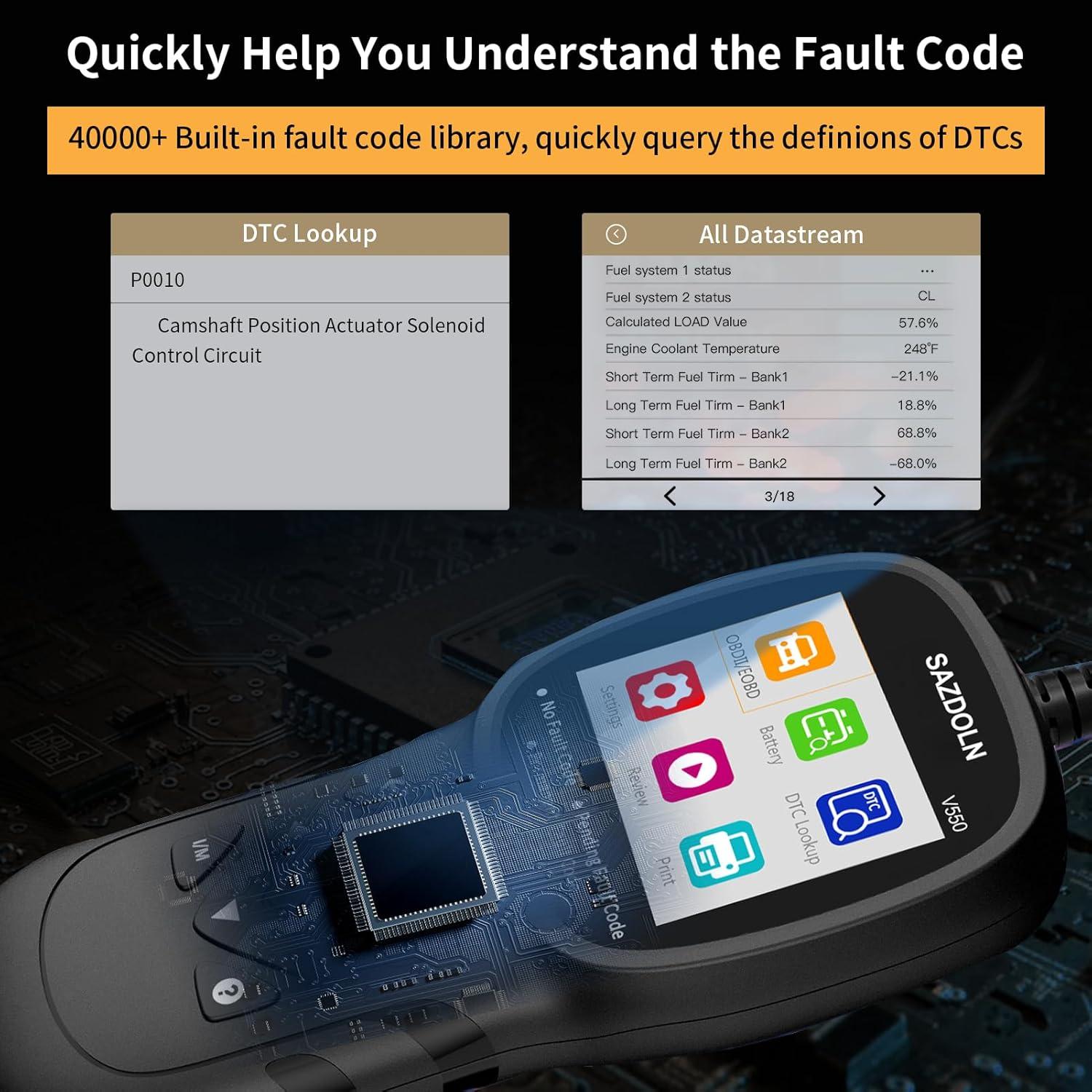 Escáner OBD2 SAZDOLN V550 Mejorado, Diagnóstico Automotriz