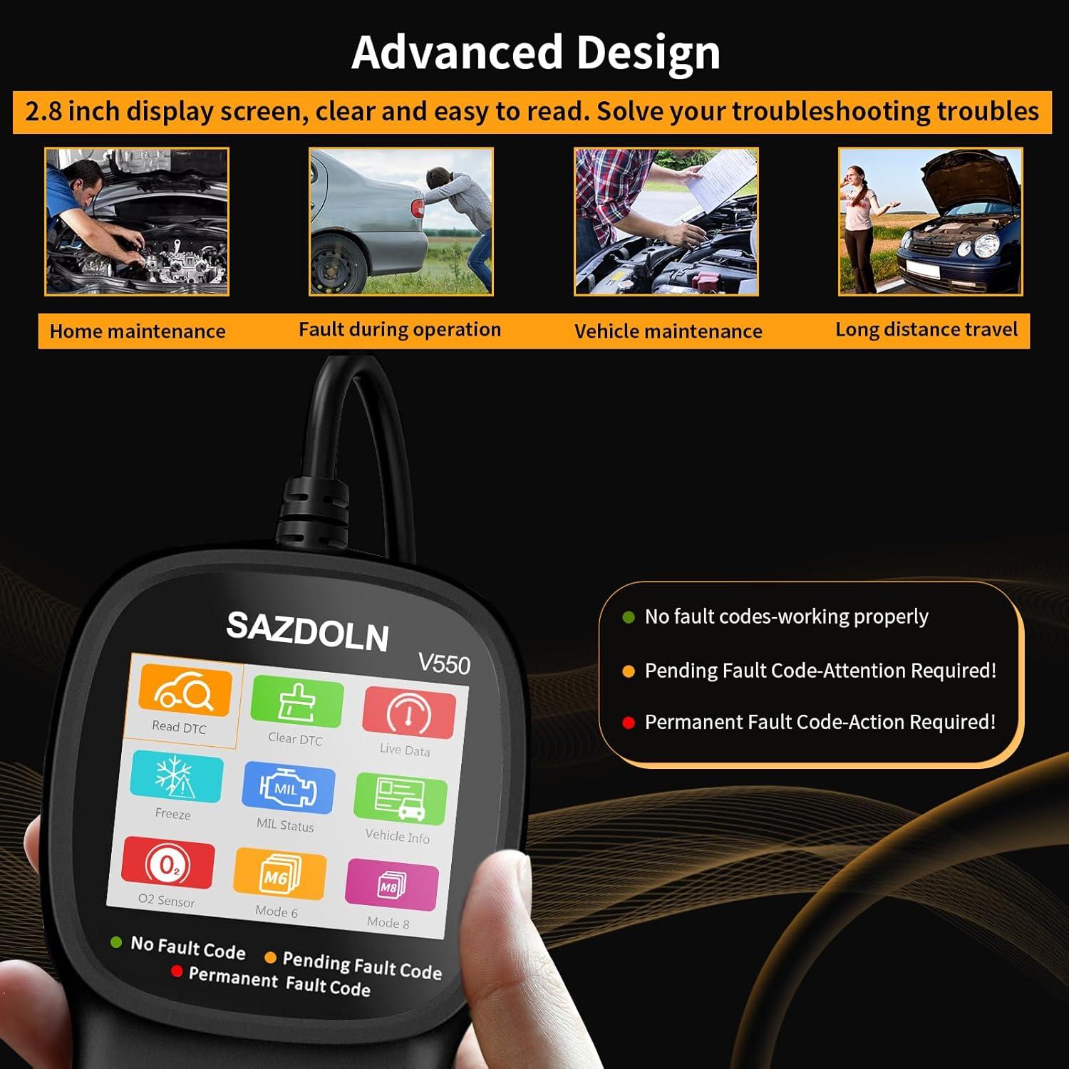 Escáner OBD2 SAZDOLN V550 Mejorado, Diagnóstico Automotriz