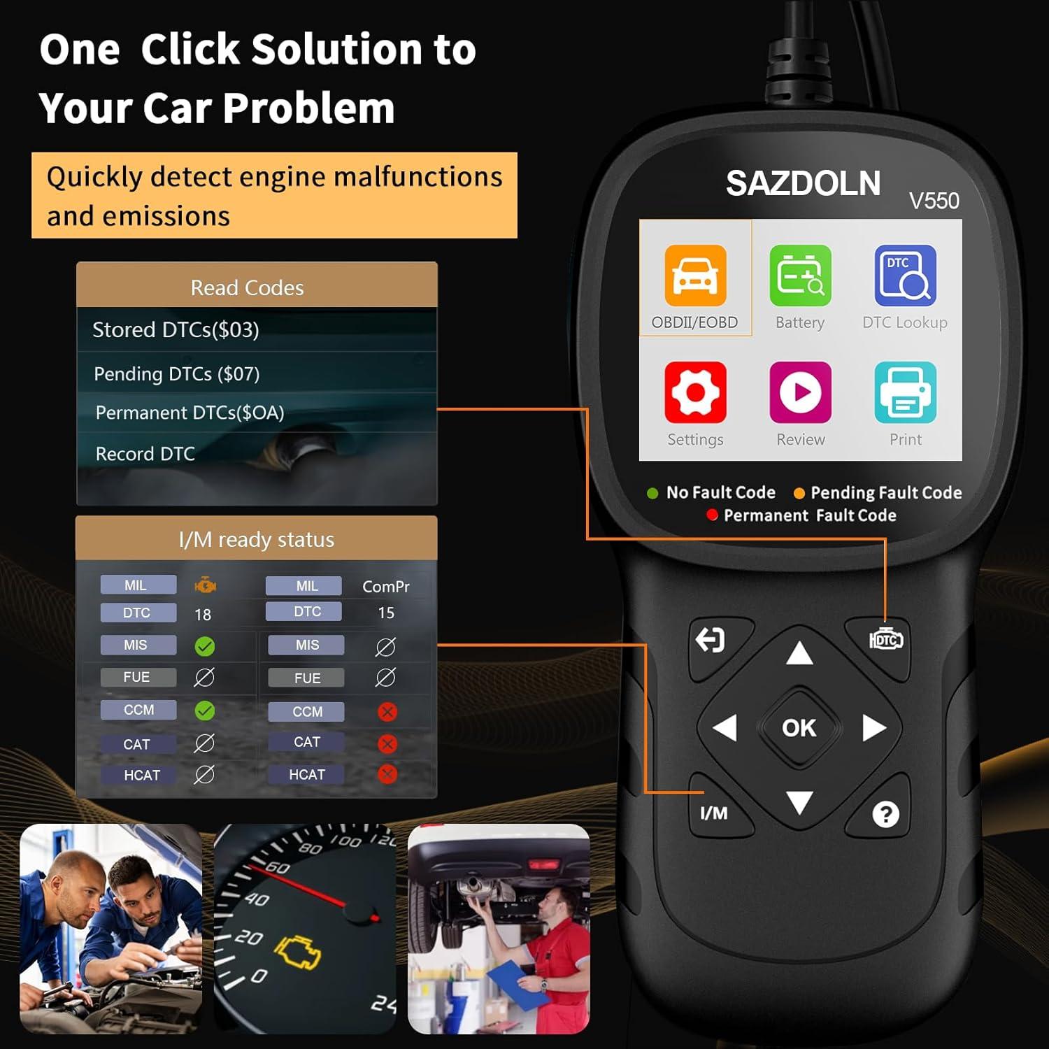 Escáner OBD2 SAZDOLN V550 Mejorado, Diagnóstico Automotriz