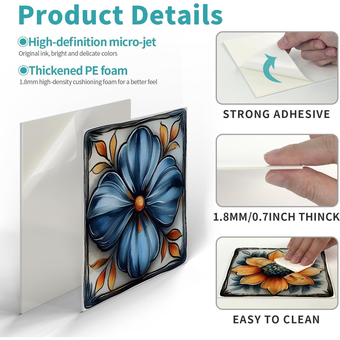 Calcomanías de Azulejos 6x6 ViibXfans - 12 Hojas Impermeables