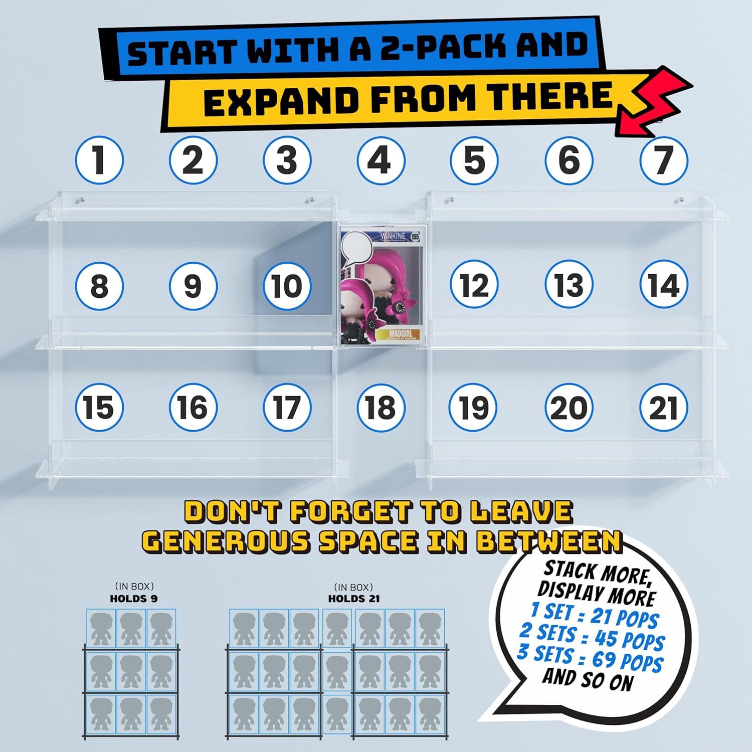 Estantes Flotantes WINKINE para 21 Funko Pop en Caja - 2 Paquetes