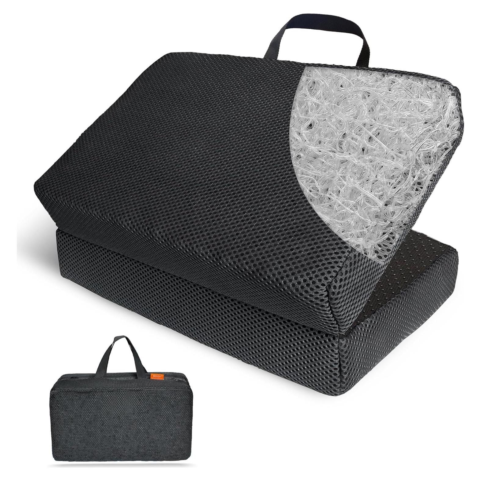 Cojín de Asiento Plegable Sojoy Negro Transpirable 39.4x33 cm