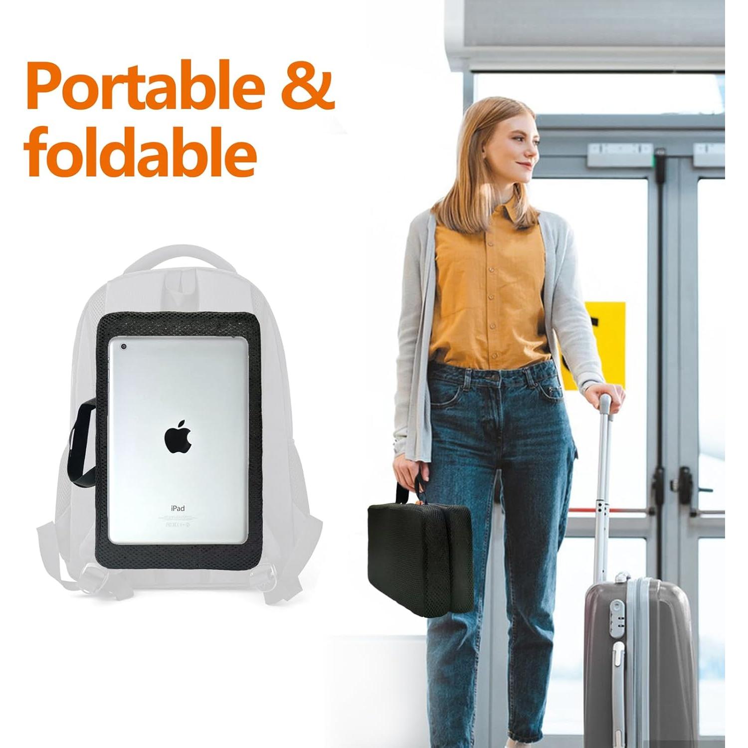 Cojín de Asiento Plegable Sojoy Negro Transpirable 39.4x33 cm