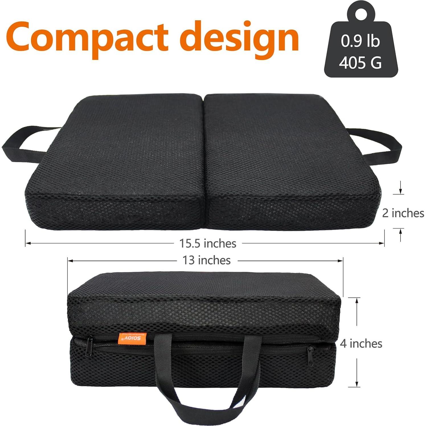 Cojín de Asiento Plegable Sojoy Negro Transpirable 39.4x33 cm