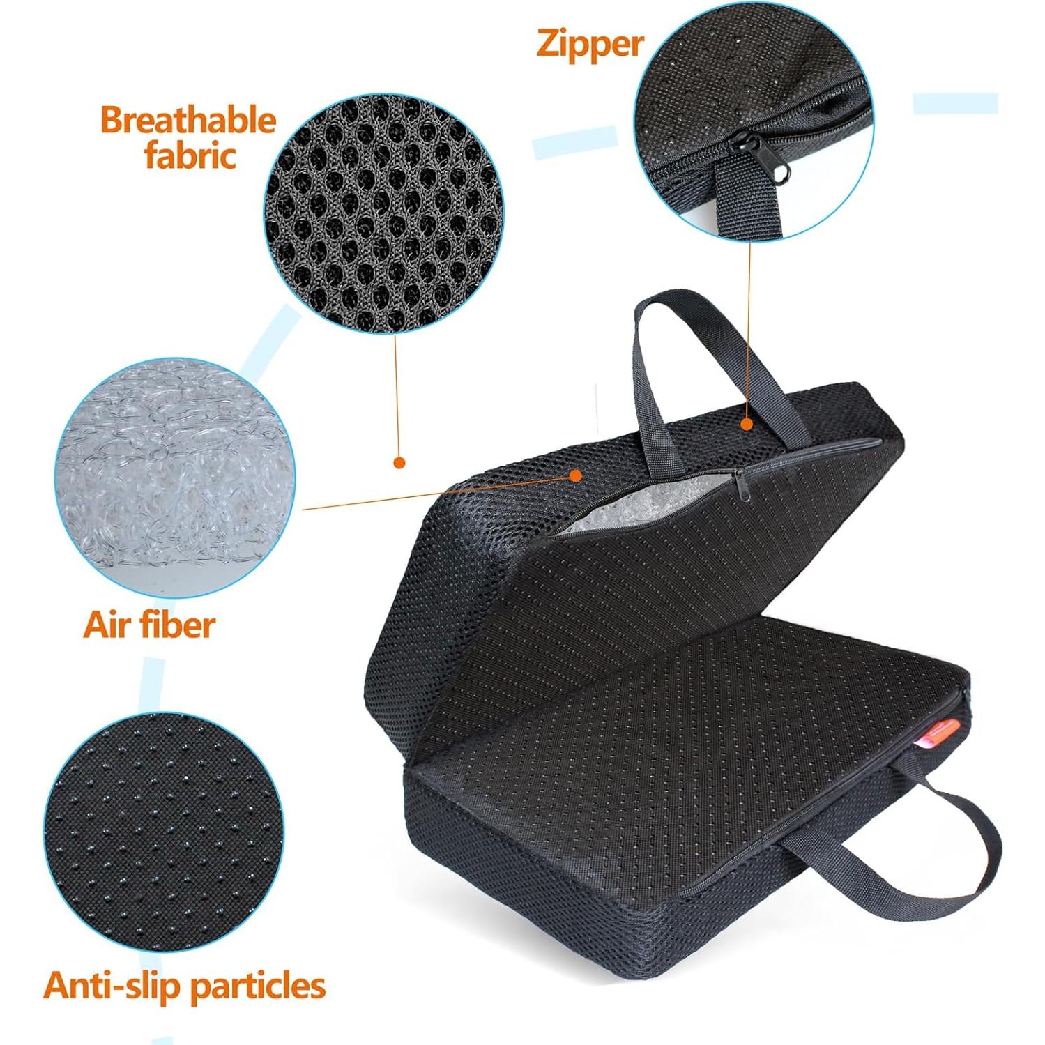 Cojín de Asiento Plegable Sojoy Negro Transpirable 39.4x33 cm