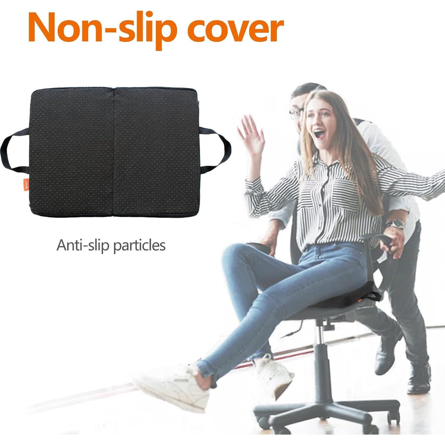 Cojín de Asiento Plegable Sojoy Negro Transpirable 39.4x33 cm