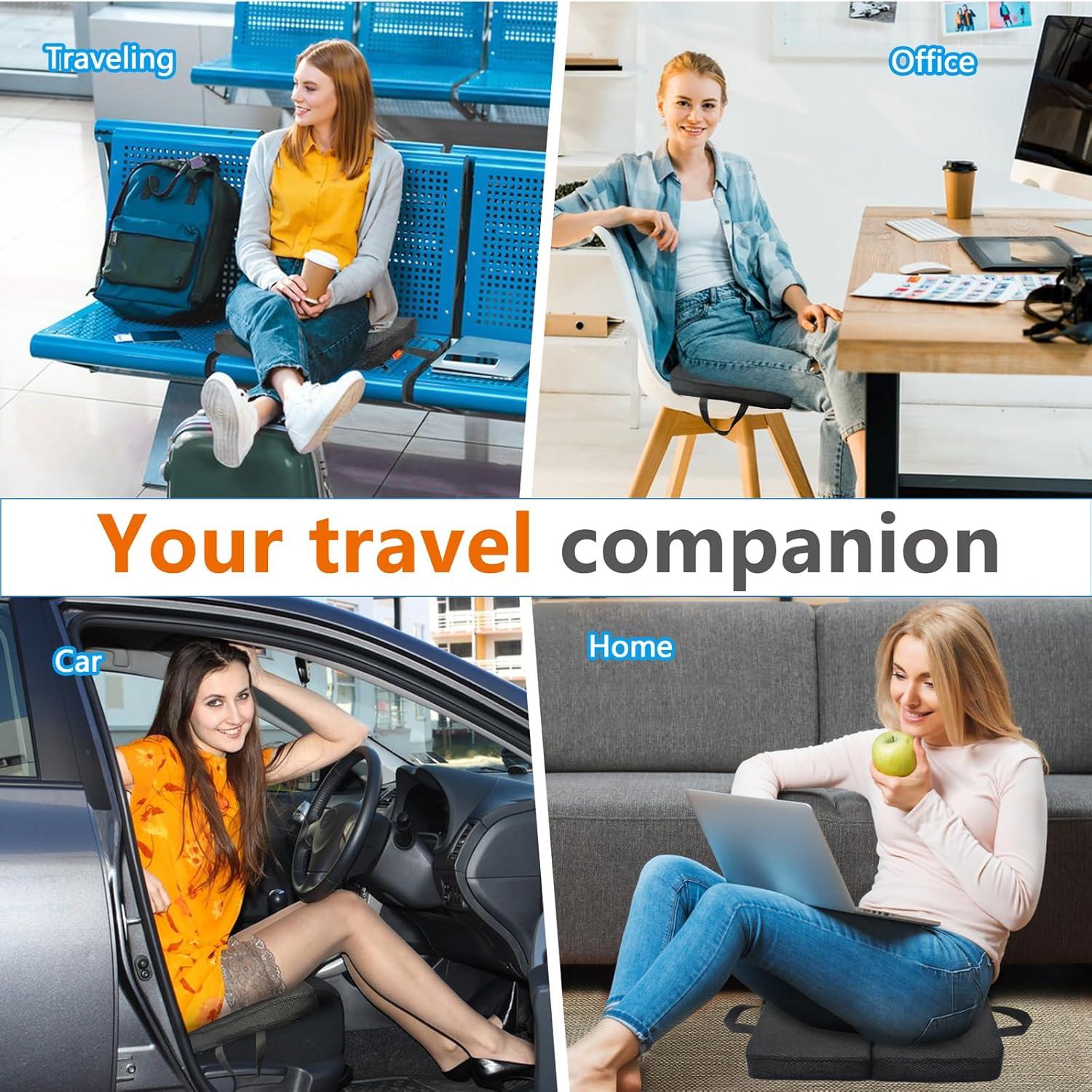 Cojín de Asiento Plegable Sojoy Negro Transpirable 39.4x33 cm