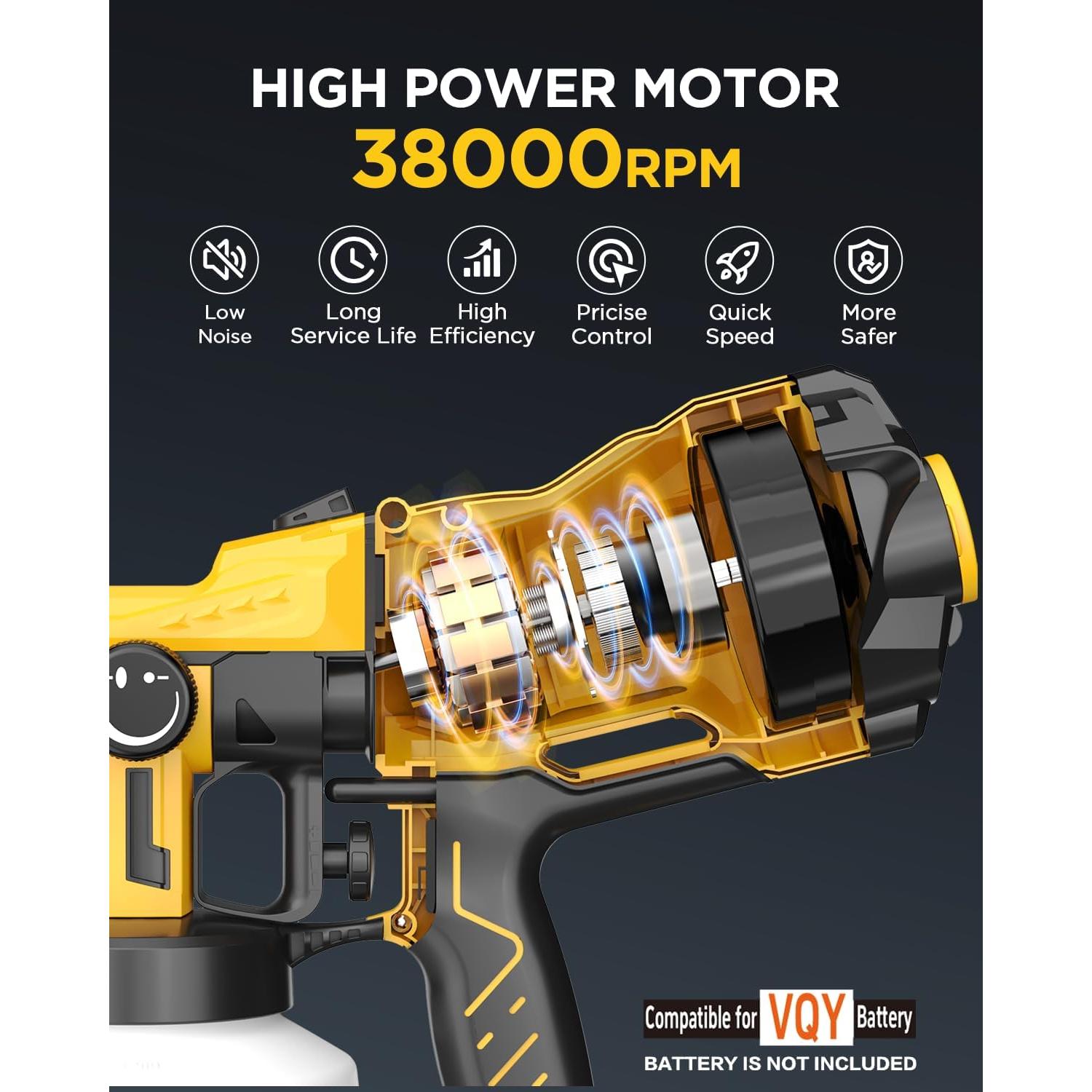 Pulverizador de pintura VQY PS-45YY HVLP inalámbrico 1200ml