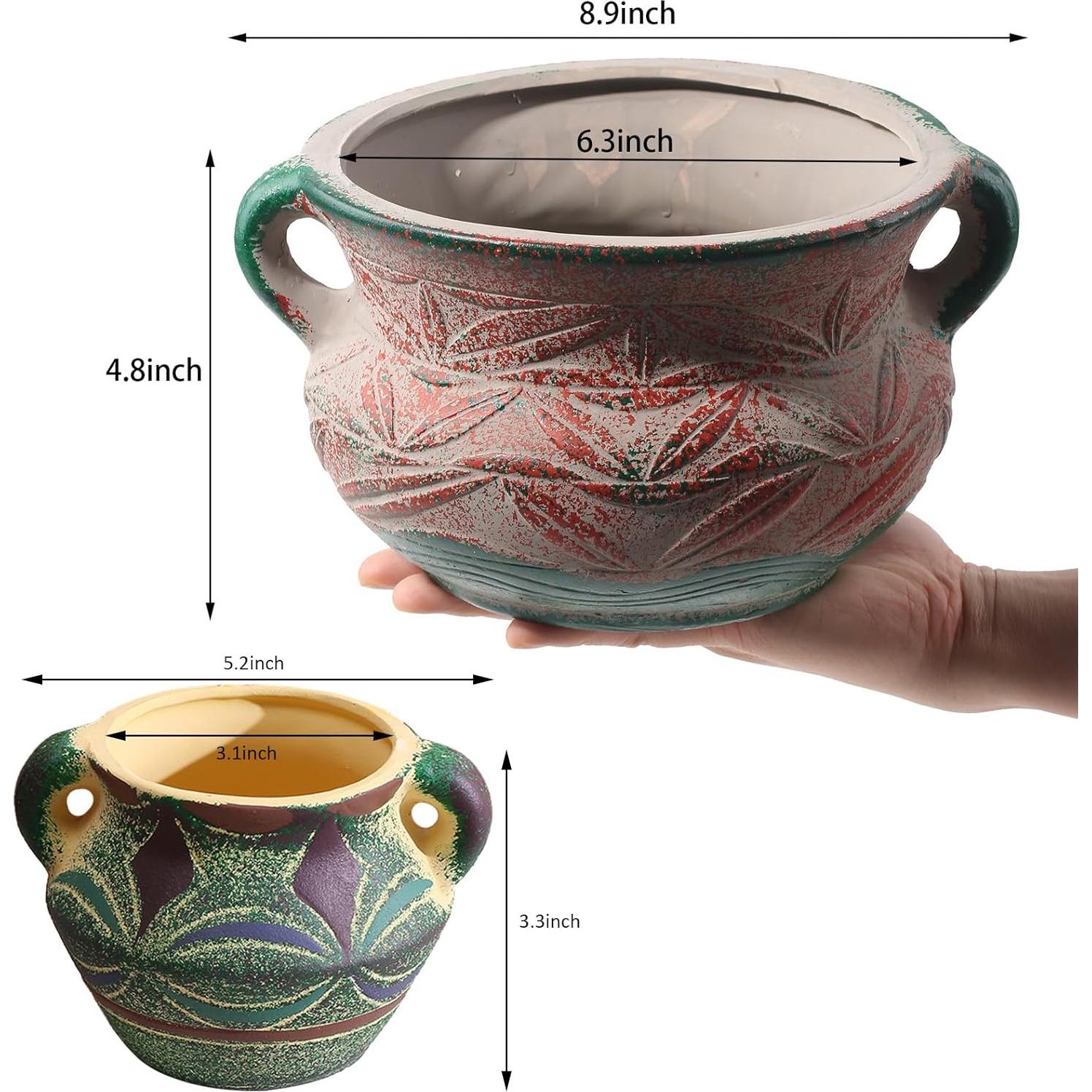 Set de 2 Macetas Cerámicas para Suculentas con Drenaje