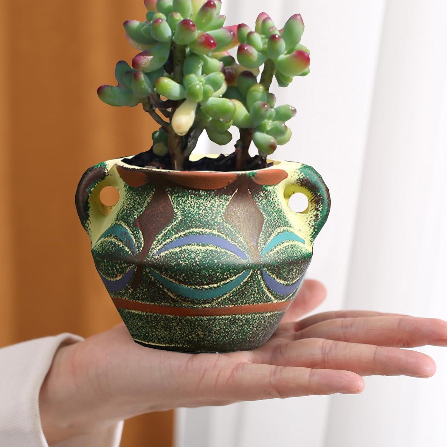 Set de 2 Macetas Cerámicas para Suculentas con Drenaje