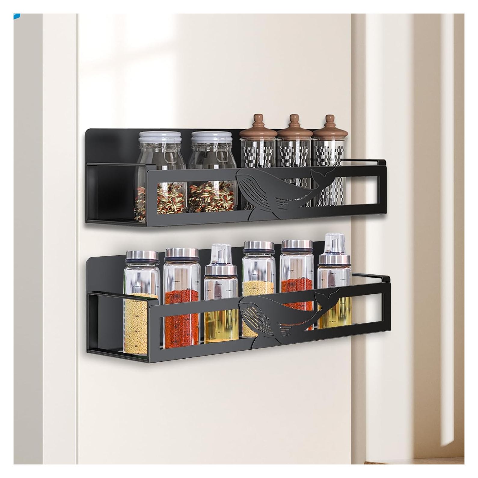 Estante Magnético para Especias AURIKAR, Paquete de 2, Negro