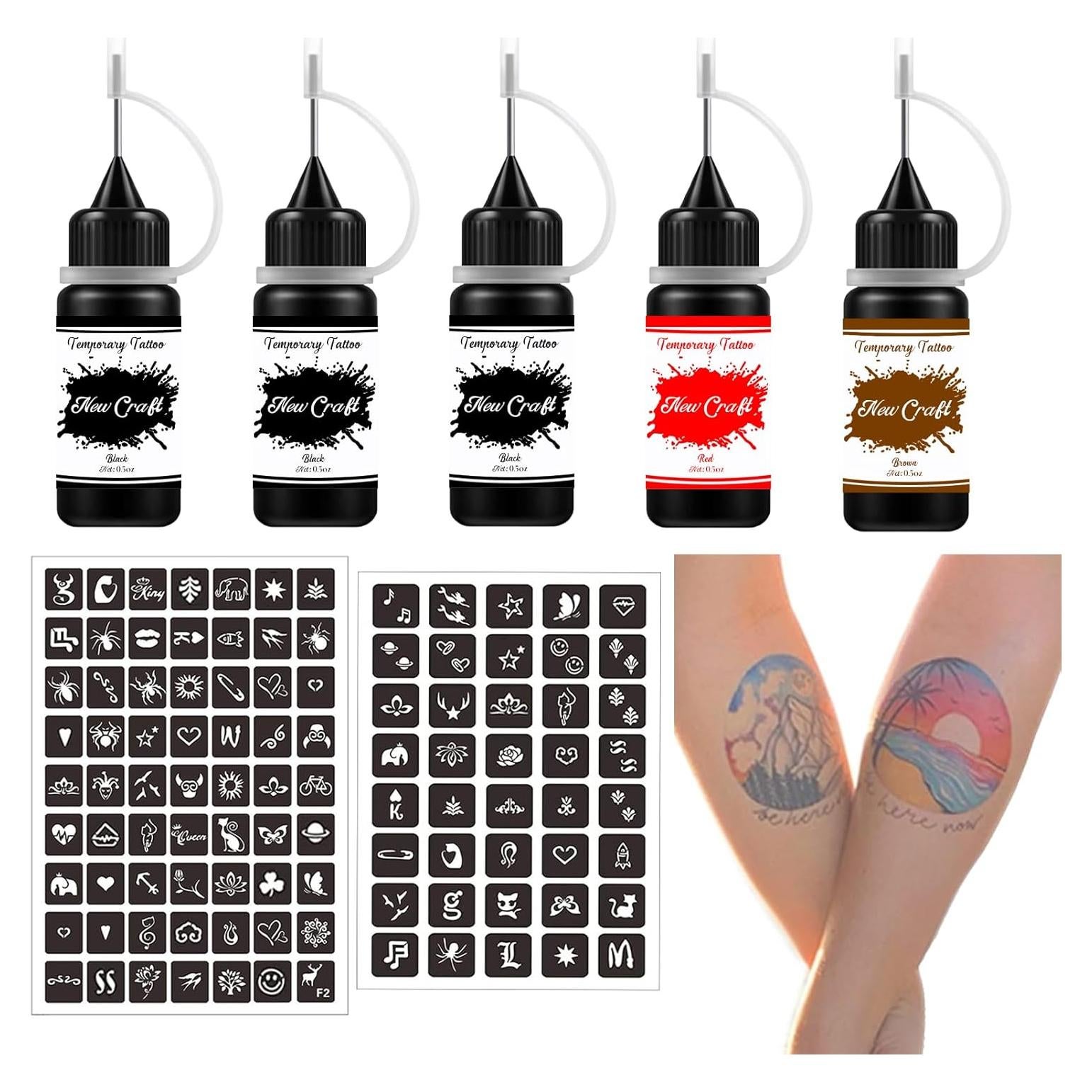Kit de Tatuajes Temporales NewCraft - 64 Pcs Plantillas DIY