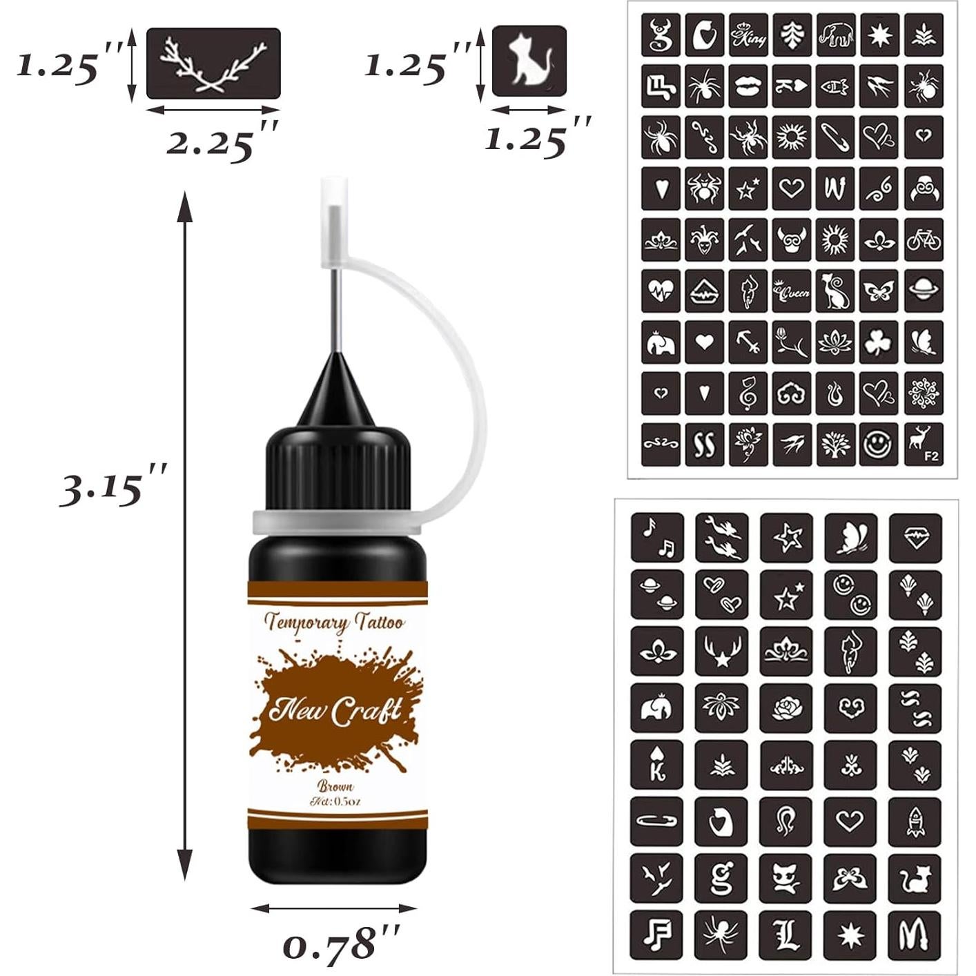 Kit de Tatuajes Temporales NewCraft - 64 Pcs Plantillas DIY