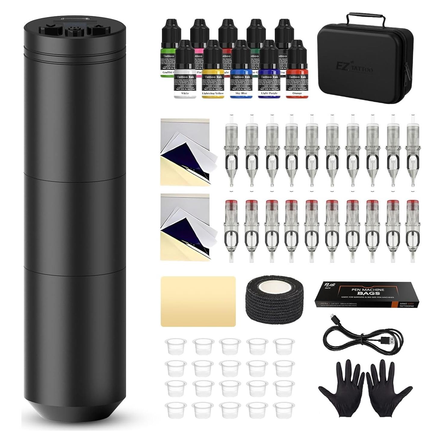 Kit de Tatuaje EZ - Máquina Inalámbrica Lancer 1500mAh