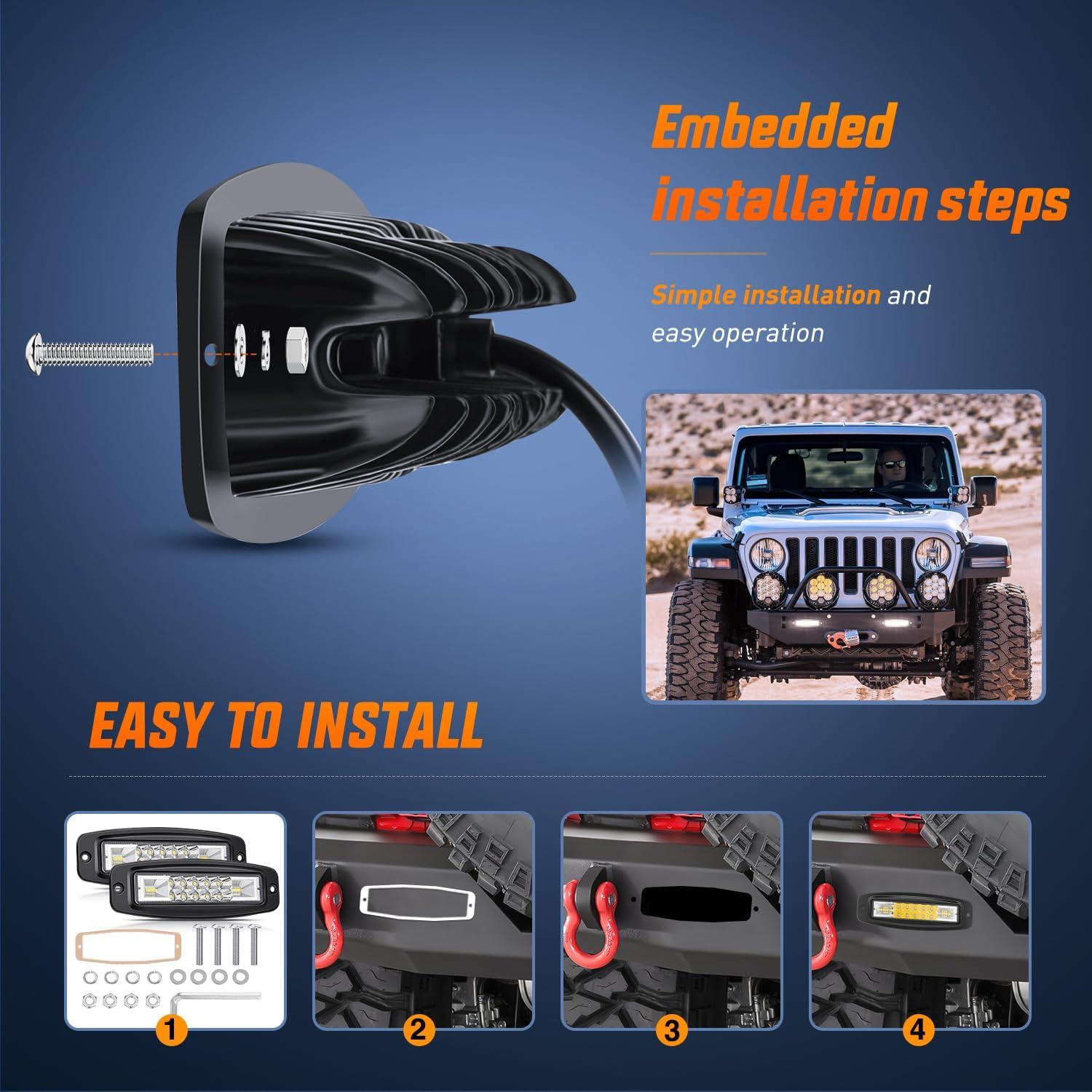 Nilight Luz LED Empotrada 2Pcs 6" 60W IP68 para Offroad
