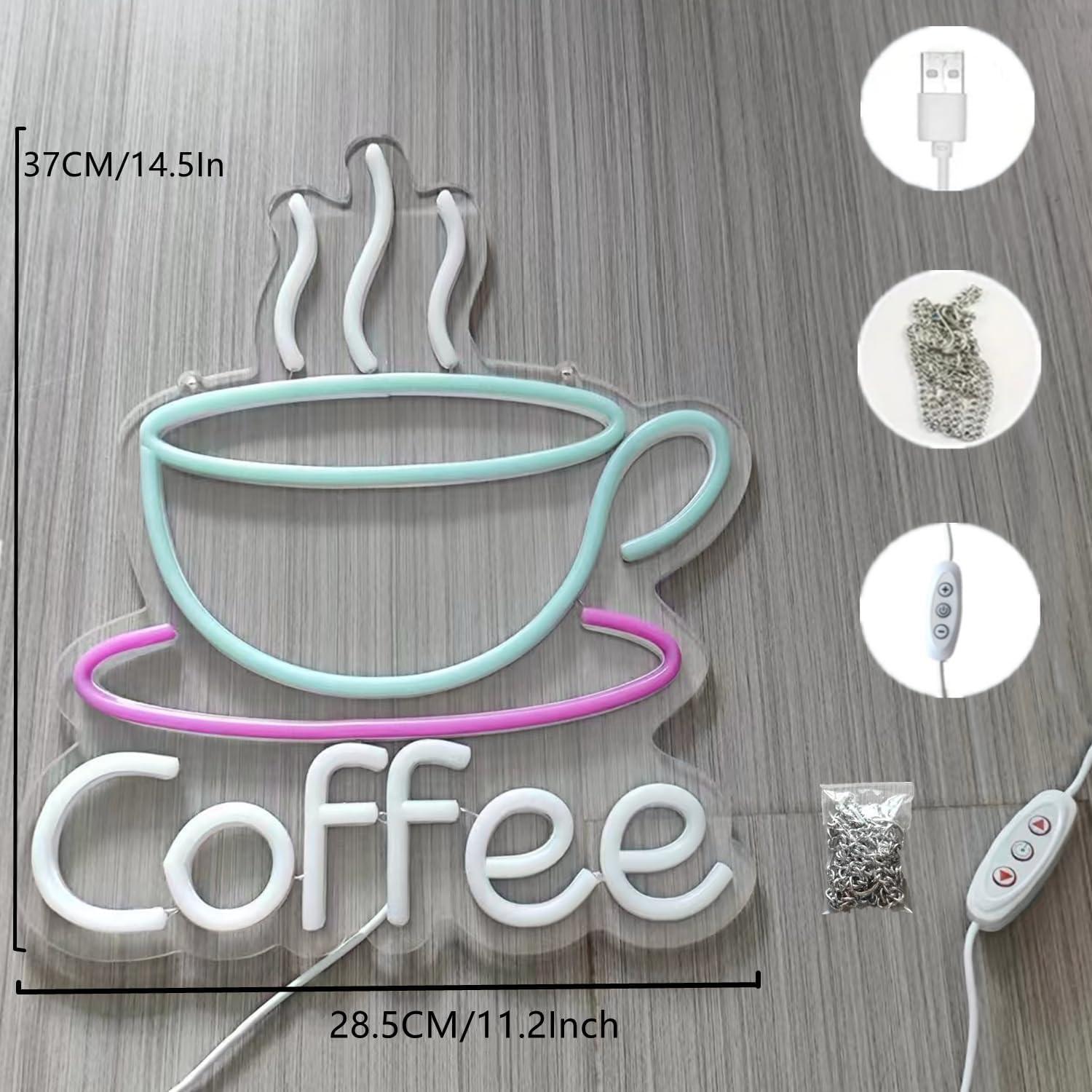 Luz de Neón Taza de Café LED HFHungkeong 37x28.5cm USB